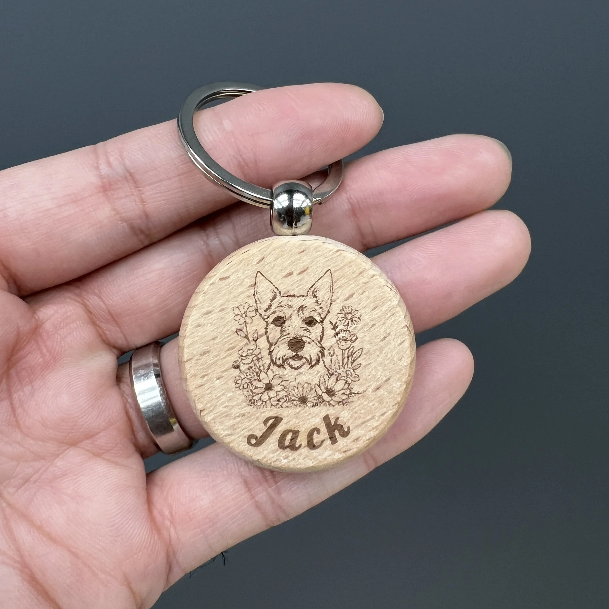 Round Wooden Keychain