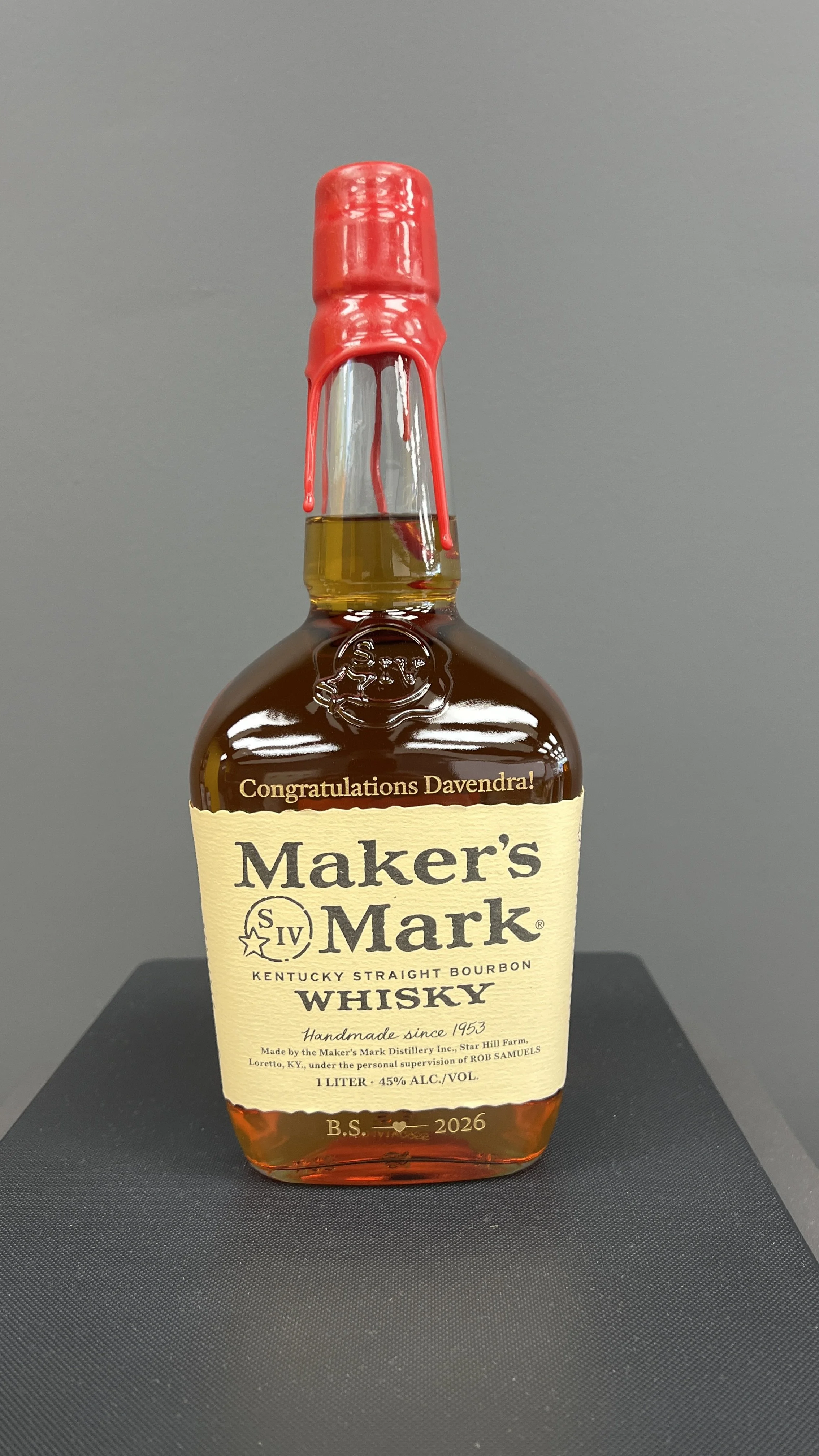 Engraved Maker's Mark Bottle with Gold Color Fill