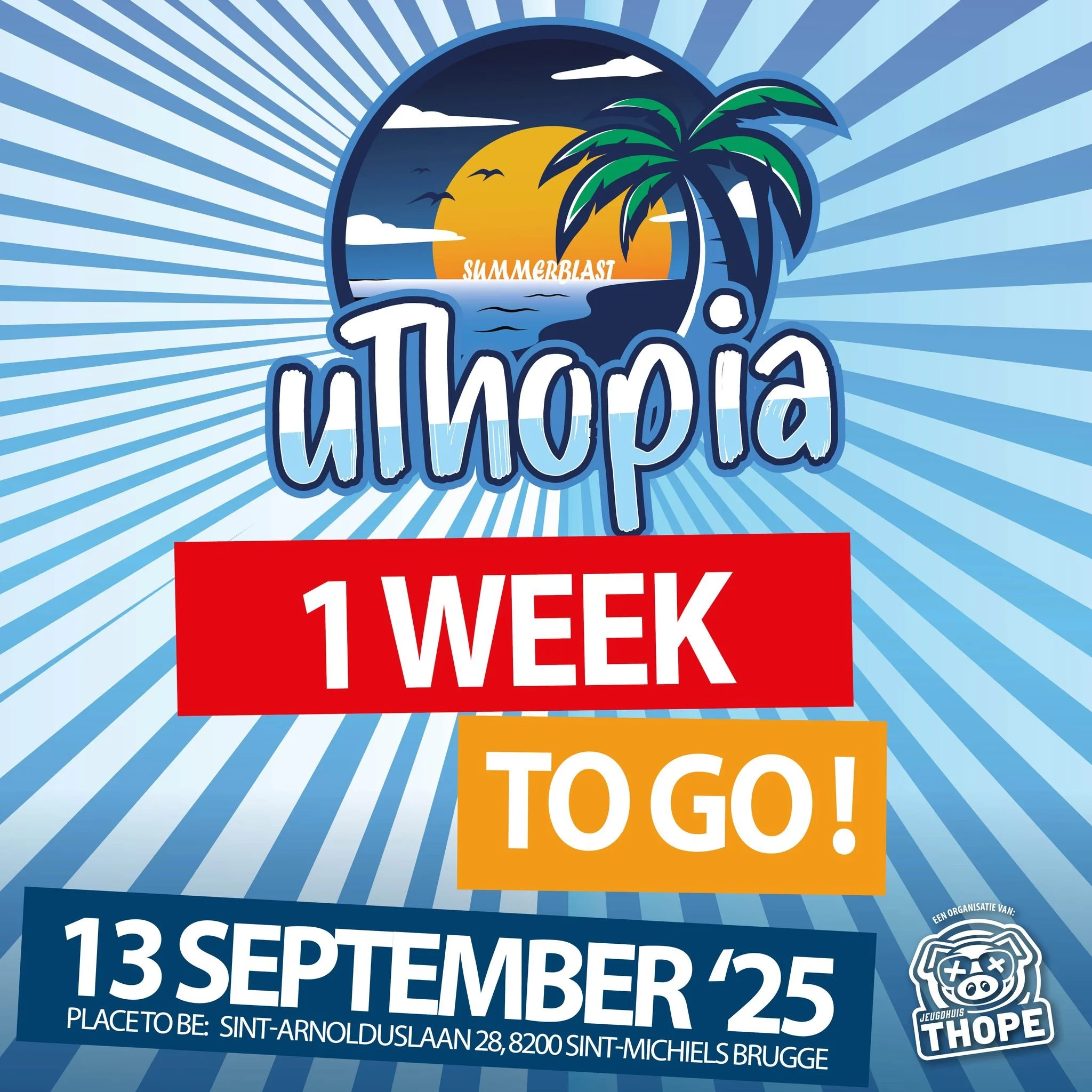 ⏳ Nog maar 1 week tot Uthopia 2025! 🎉

Het aftellen is nu &eacute;cht begonnen&hellip; Ben jij er klaar voor?
Wil je erbij zijn? Bestel je tickets dan op tijd, zodat je niets hoeft te missen van de live muziek en de gezellige sfeer. ✨

Tot heel snel
