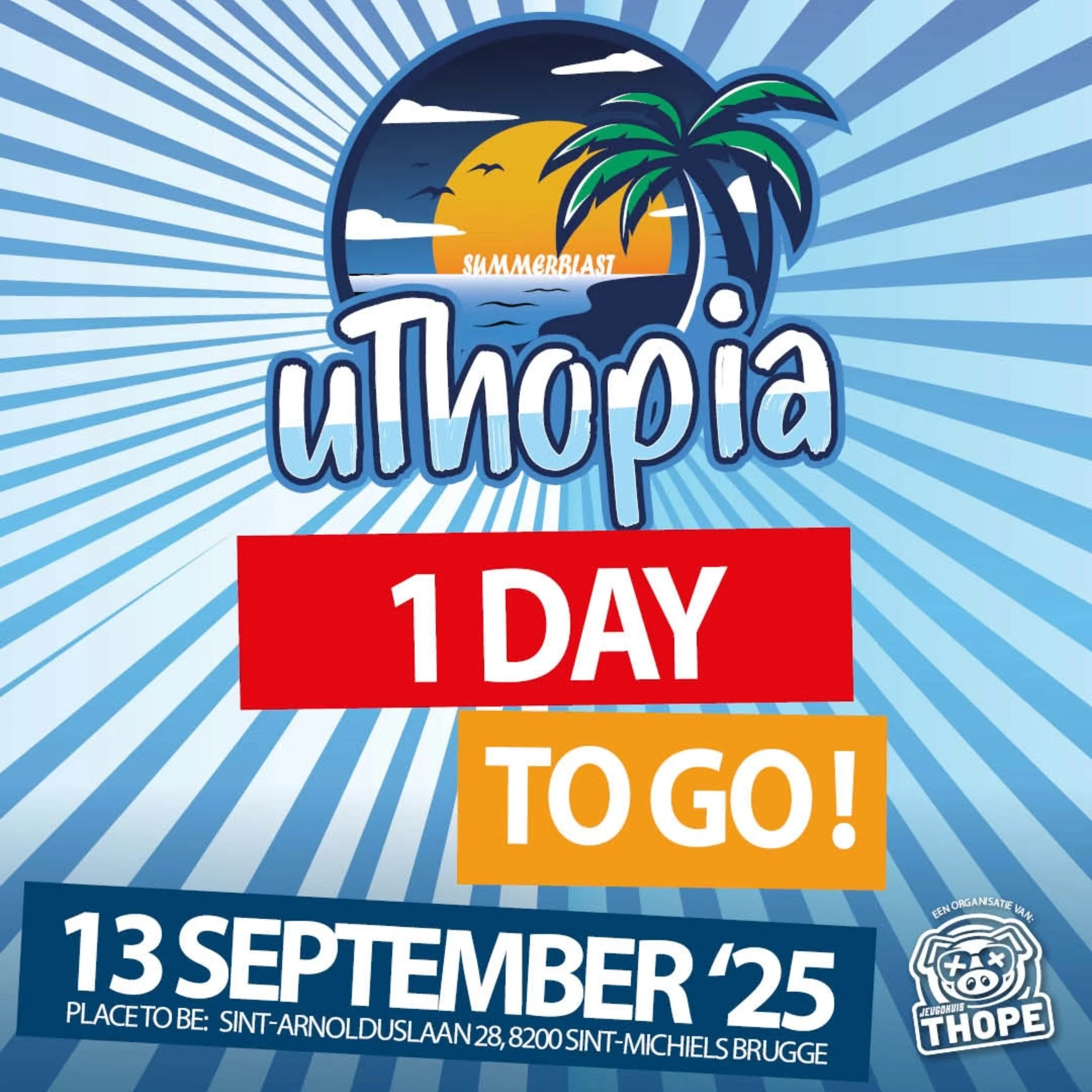 ⏳ Nog maar 1 dag tot Uthopia 2025! 🎉

Het is bijna zover&hellip; De poorten gaan open en het feest barst los! 🔥

🎟️ Heb je je ticket al? Dit is je allerlaatste kans om erbij te zijn voor maar 15 euro! 
We zien je morgen op Uthopia 2025! 💃🕺