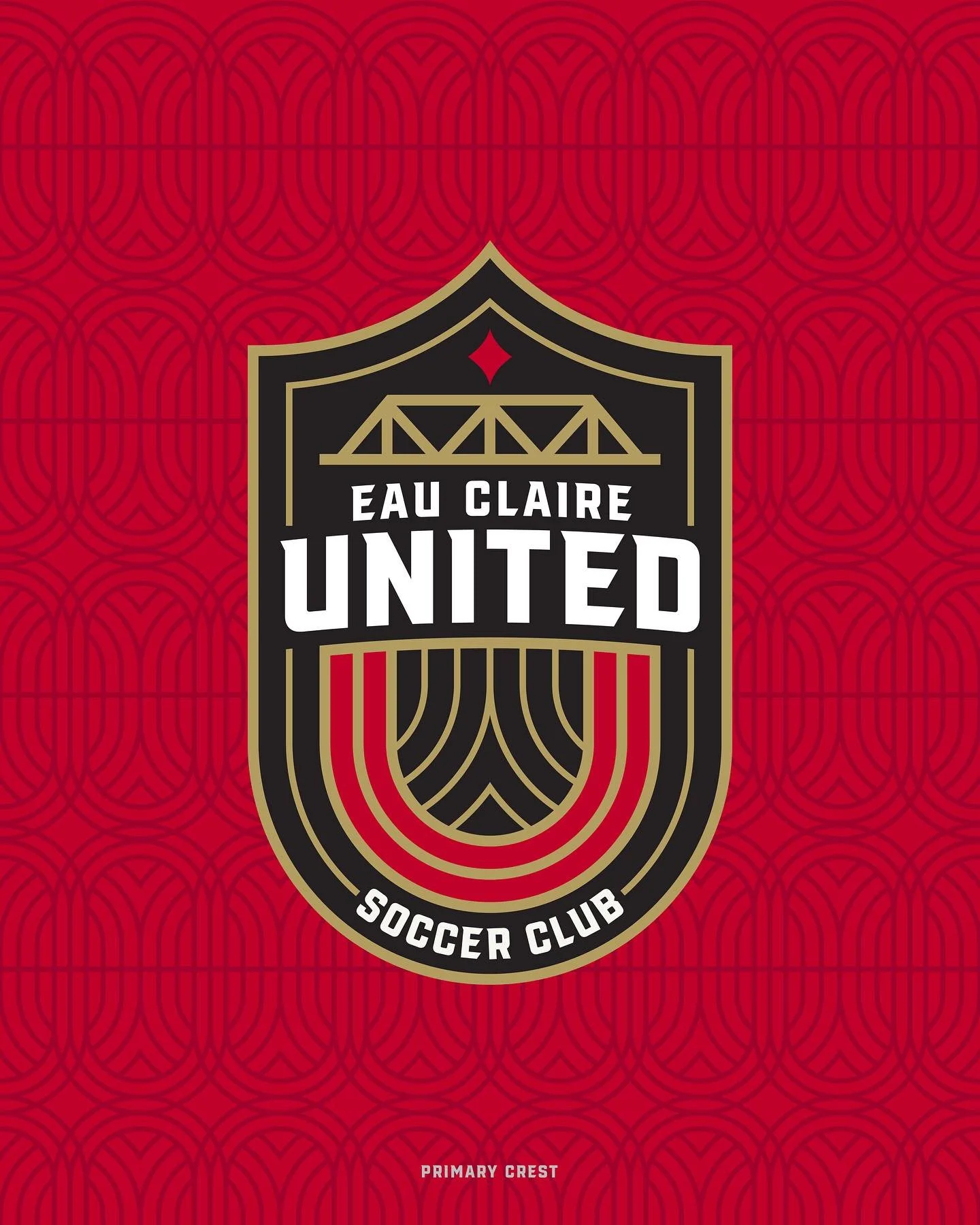 EC United primary crest design. 
It works embroidered just as well as on digital. 
Still so proud of these scarves. The process of coming up with a mark, building out the brand system and seeing it through all the way to making real life things with 