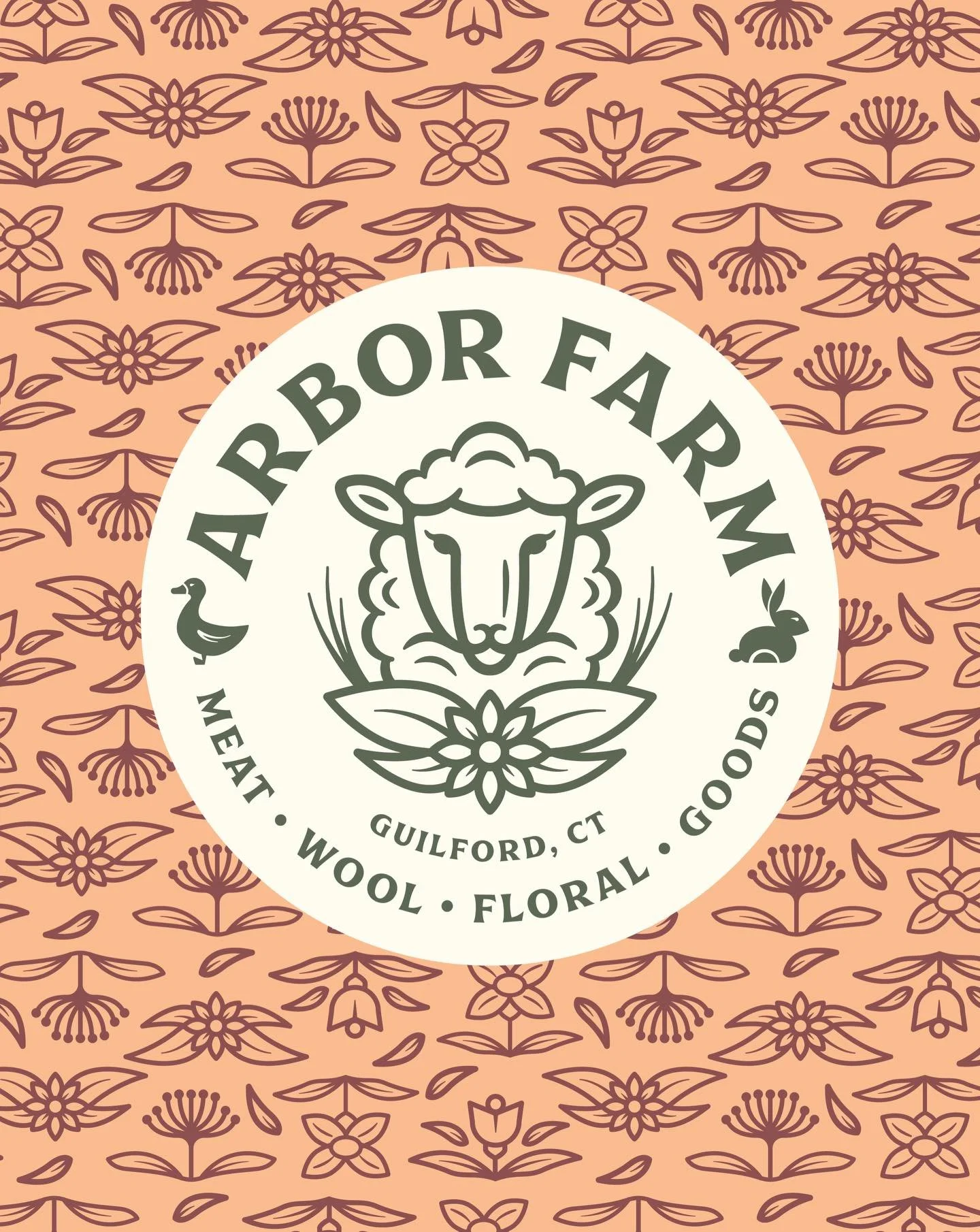 Custom floral patterns for @arborfarmct 
Patterns are a unique way to have consistency across your branded assets. They are always fun to make and I love to see how they can be used in so many applications.⁠
⁠
Do you have a pattern in your branding? 