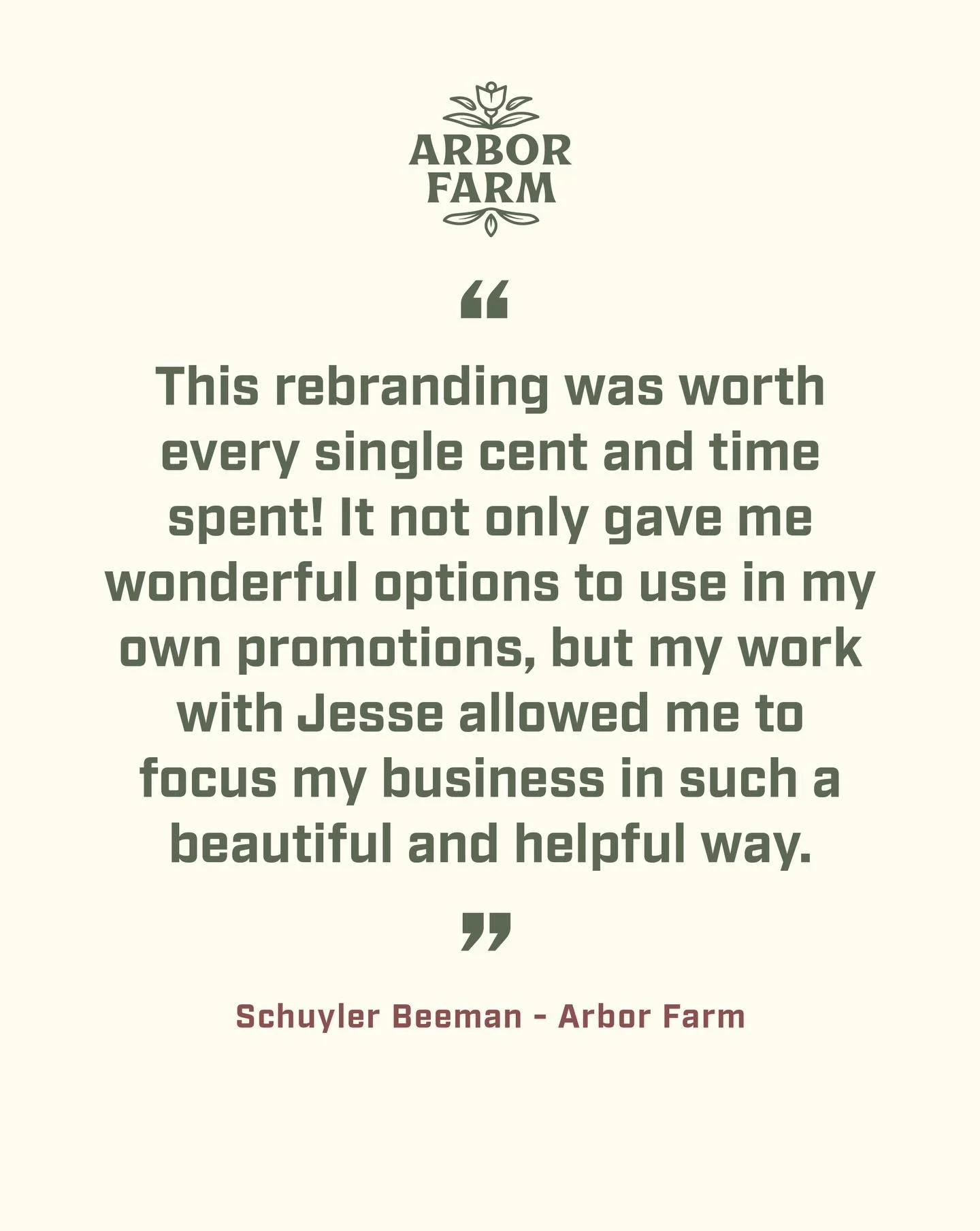 I enjoyed working with you too @arborfarmct⁠
⁠
If you want help focusing your business and brand - Signal Us!