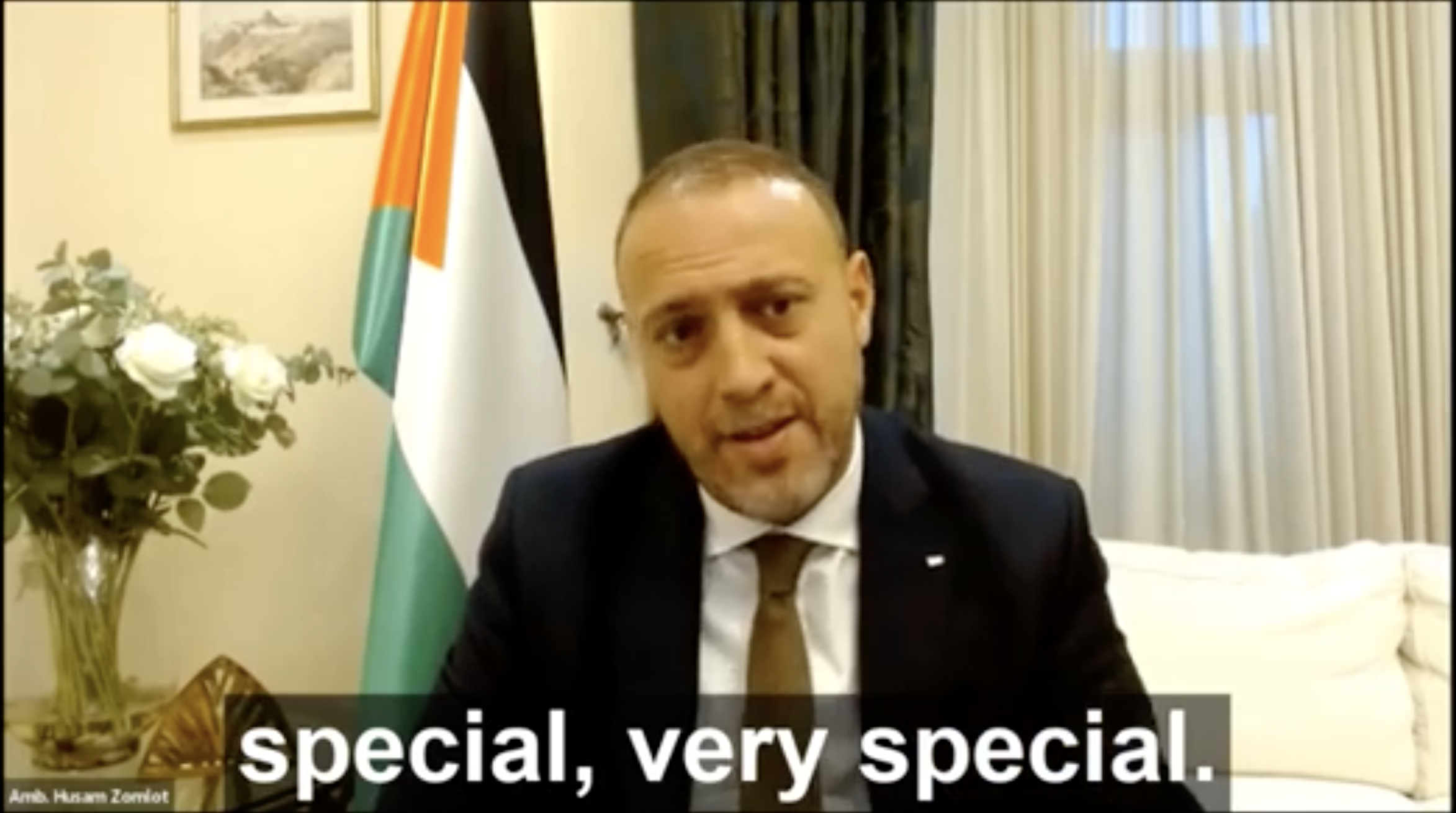 Ambassador Husam Zomlot speaks to PalMusic supporters