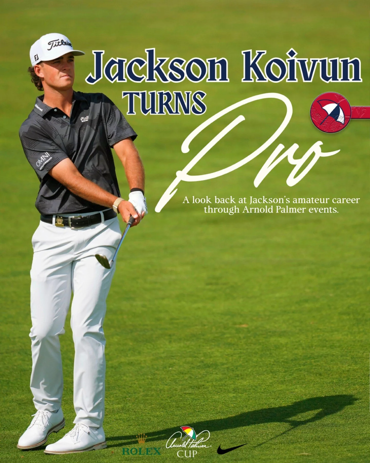 Lahinch ➡️ Bay Hill ➡️ Congaree
&mdash;&mdash;
We've had the pleasure of hosting Jackson Koivun at several milestones throughout his amateur career. 🏆

From representing Team USA at the Arnold Palmer Cup to making the cut at the Arnold Palmer Invita