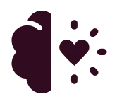 Icon with left brain and a heart.