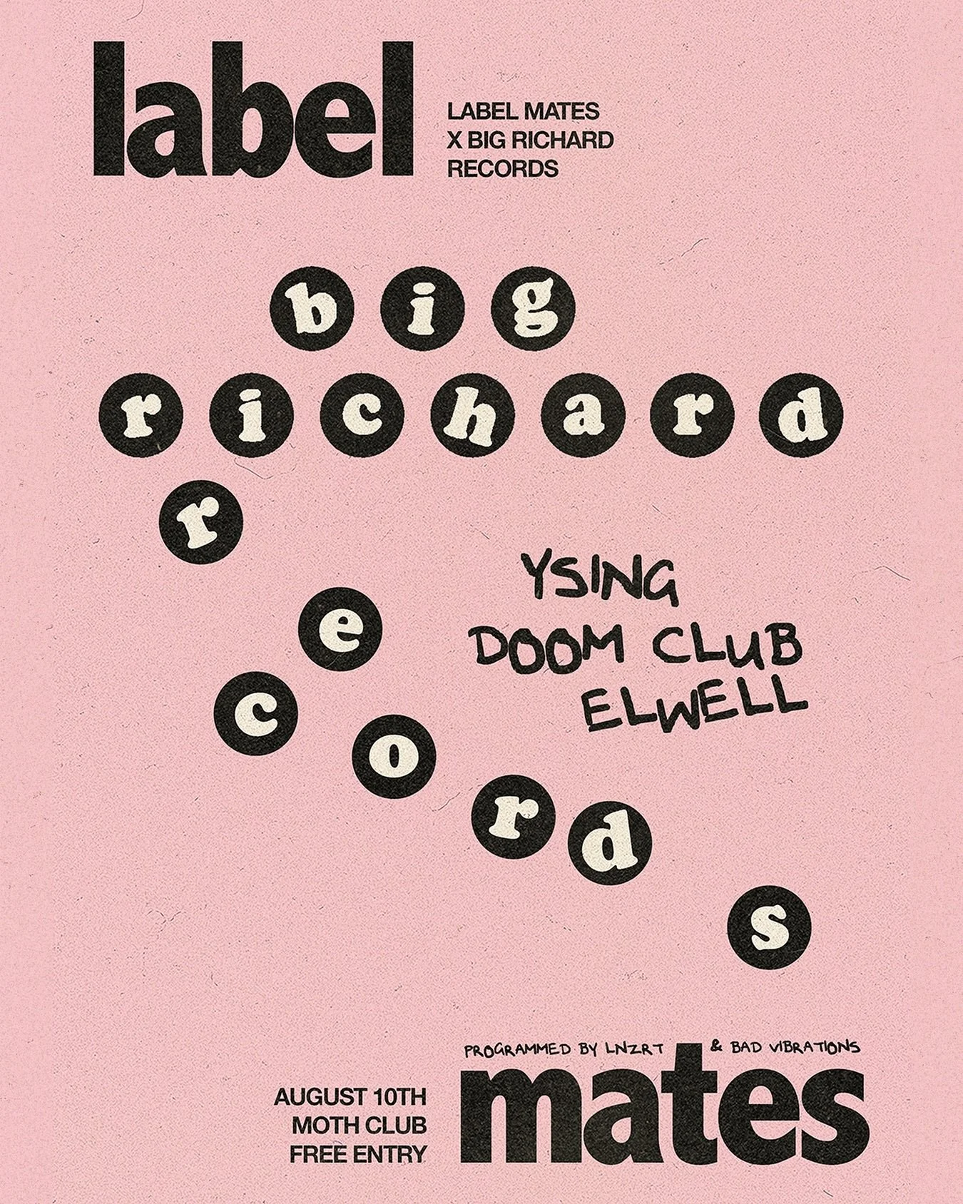 **UPDATED LINEUP**

YSING will now headline Big Richard Records take over on August 10th at Moth Club. 

Supports from electro-grade punks @doomclubmusic and @bigrichardrecords fave new band on the block @el_we_ll 

Tickets are free! RSVP on DICE.

*