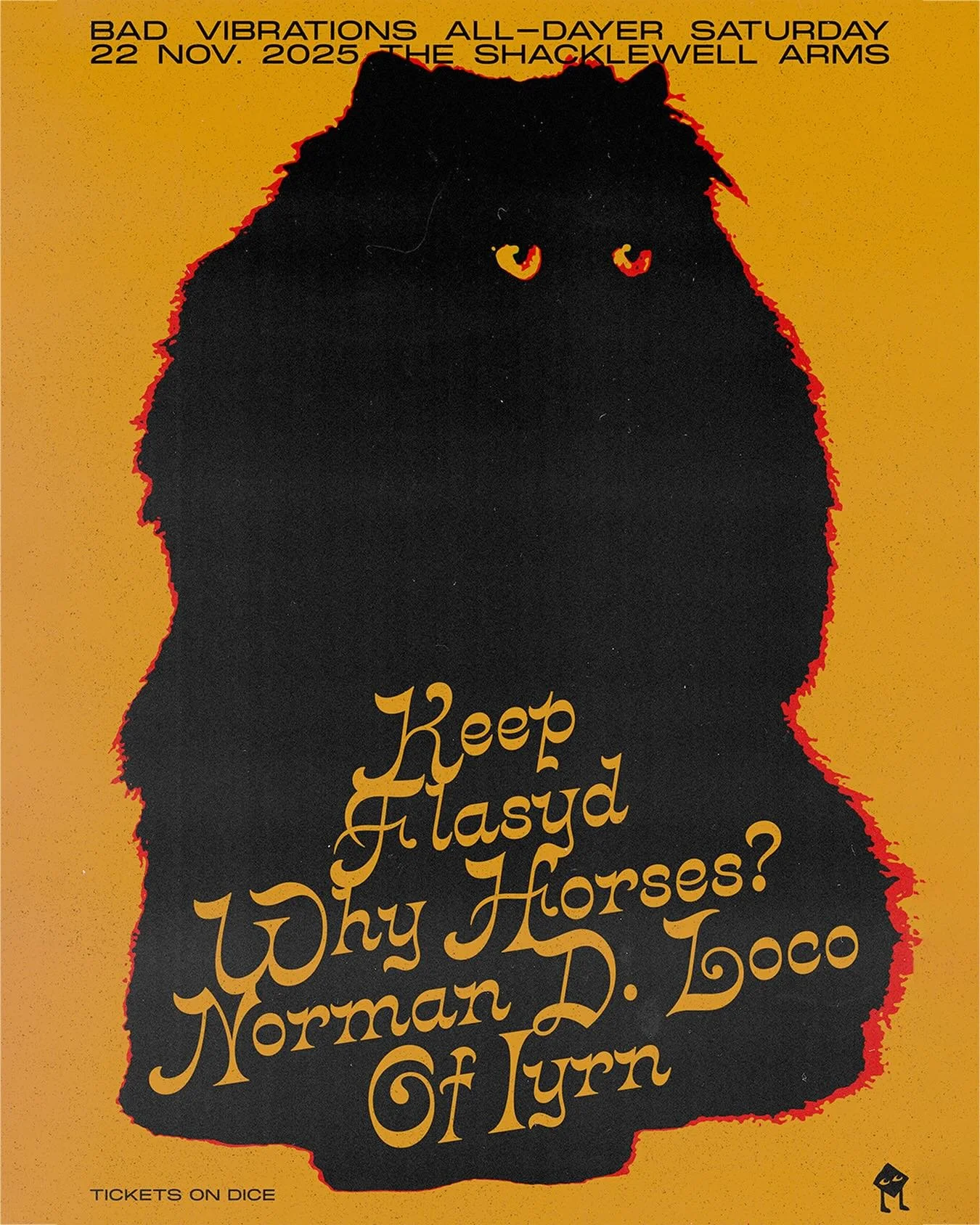 This poster was so popular it&rsquo;s been nicked off all the walls at @shacklewellarms - free entry today, what better way to spend a rainy Saturday?

@of_iyrn kick things off at 5.30pm with every other act half past the hour following - @norman.d.l