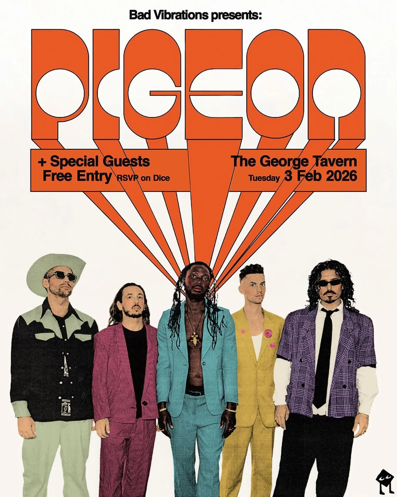Afro-disco grunge 5-piece @pigeonhaslanded returns with us for a special Free entry show on 3 February @thegeorgetavern 💥 Don&rsquo;t miss out, RSVP via DICE