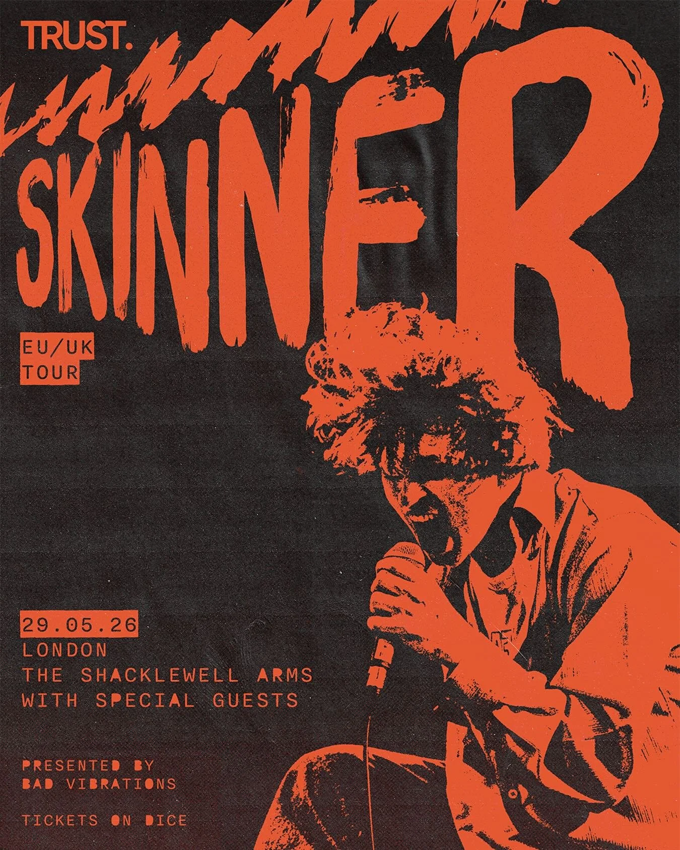 Dublin based Skinner, writes, records, and produces songs about growing up and overcoming a dirt-flecked 21st century existence. He&rsquo;ll be joining us @shacklewellarms for a FREE entry headline show on Fri, 29 May plus special guests!

RSVP via D