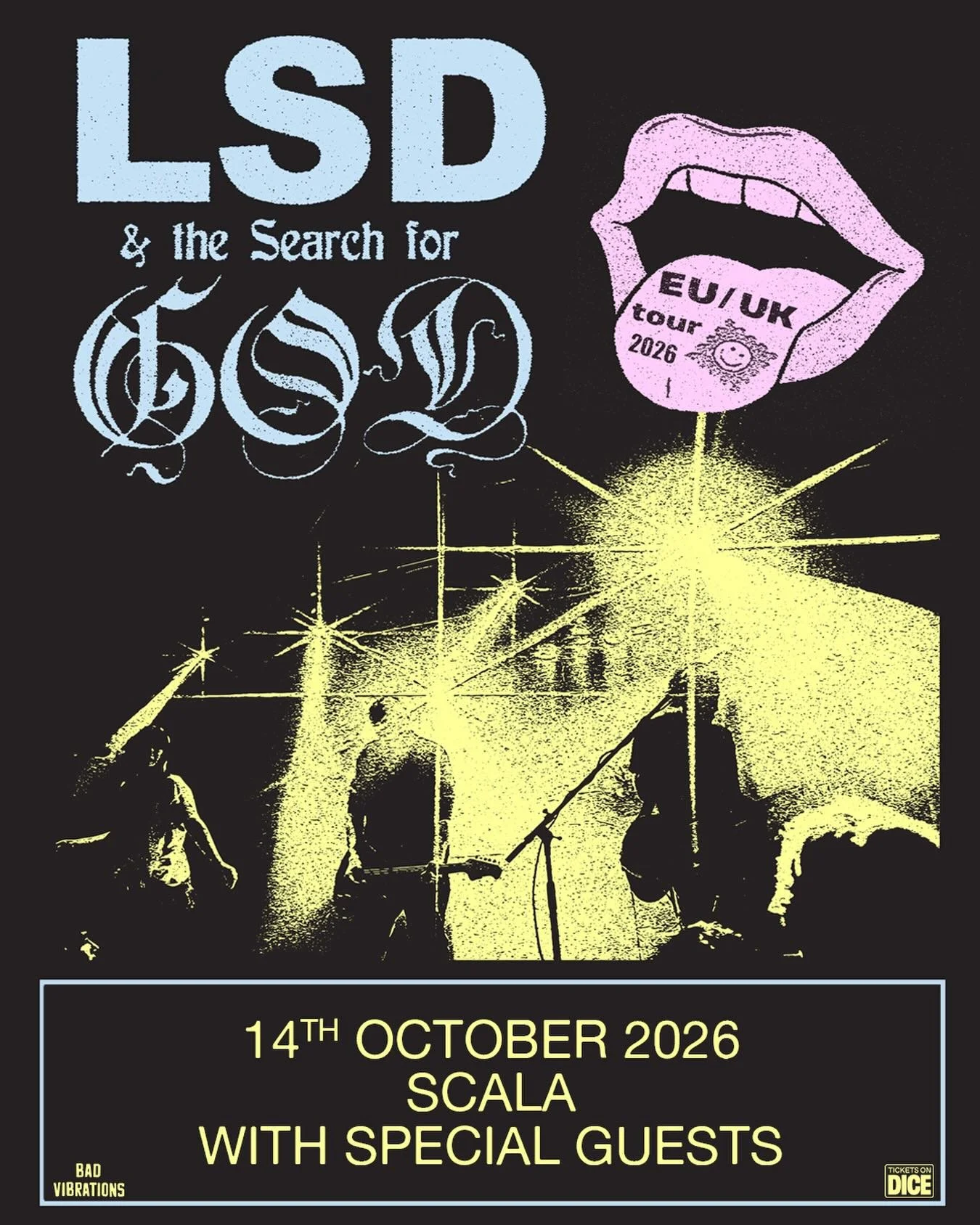 San Francisco&rsquo;s @lsdandthesearchforgod_ invite listeners to SCALA on 14 October 2026 for an interplanetary expedition of fuzzy shoegaze, psych textured space rock! 

Tickets Onsale Fri, 6 March at 10am via DICE