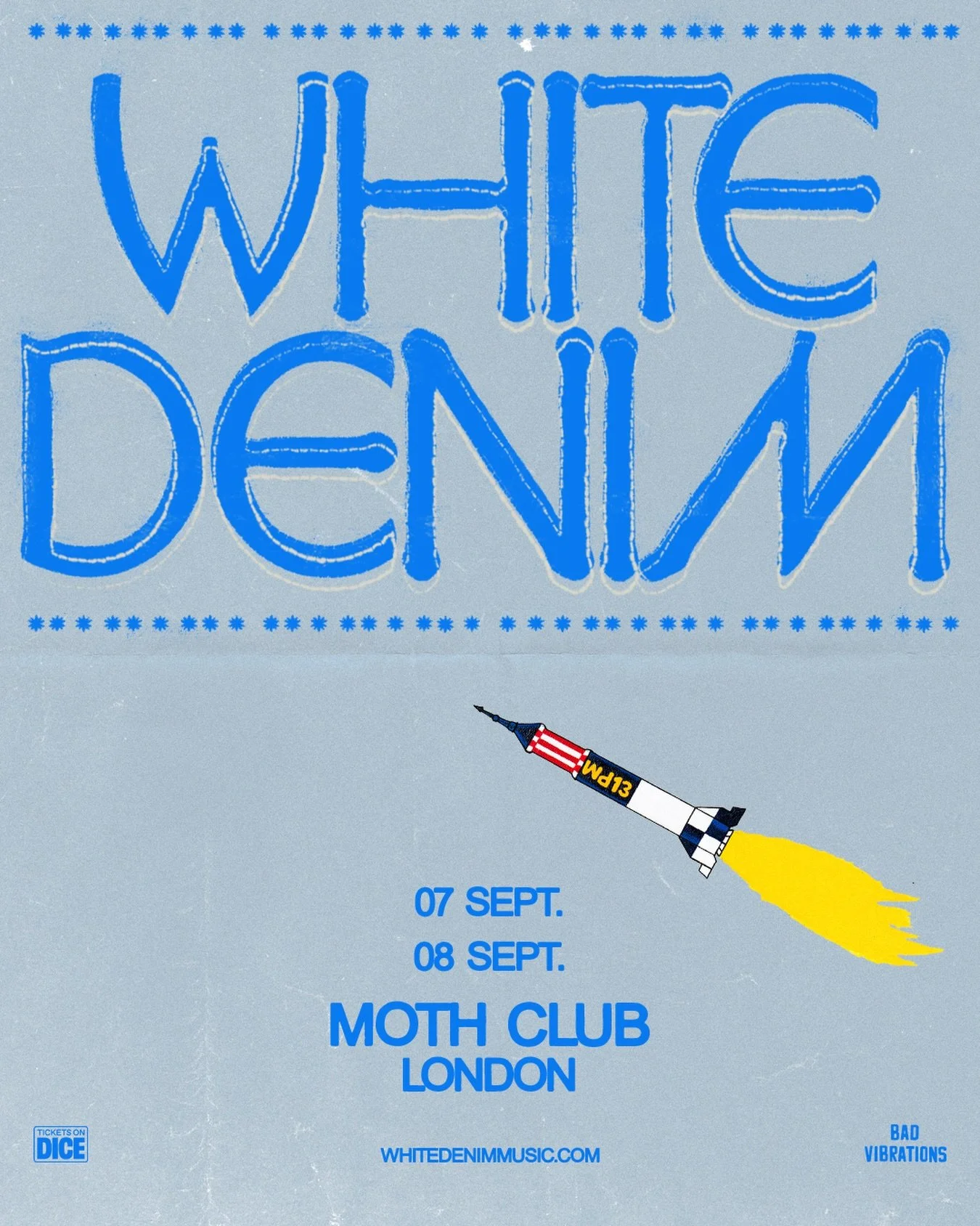 White Denim take over Moth Club for two nights, 7th &amp; 8th September. 

Mailing list presale starts this Wednesday, 1st April at 10am (sign up via link in bio).
 General sale follows Thursday 2nd at 10am.

A band that thrives on the unexpected, Wh