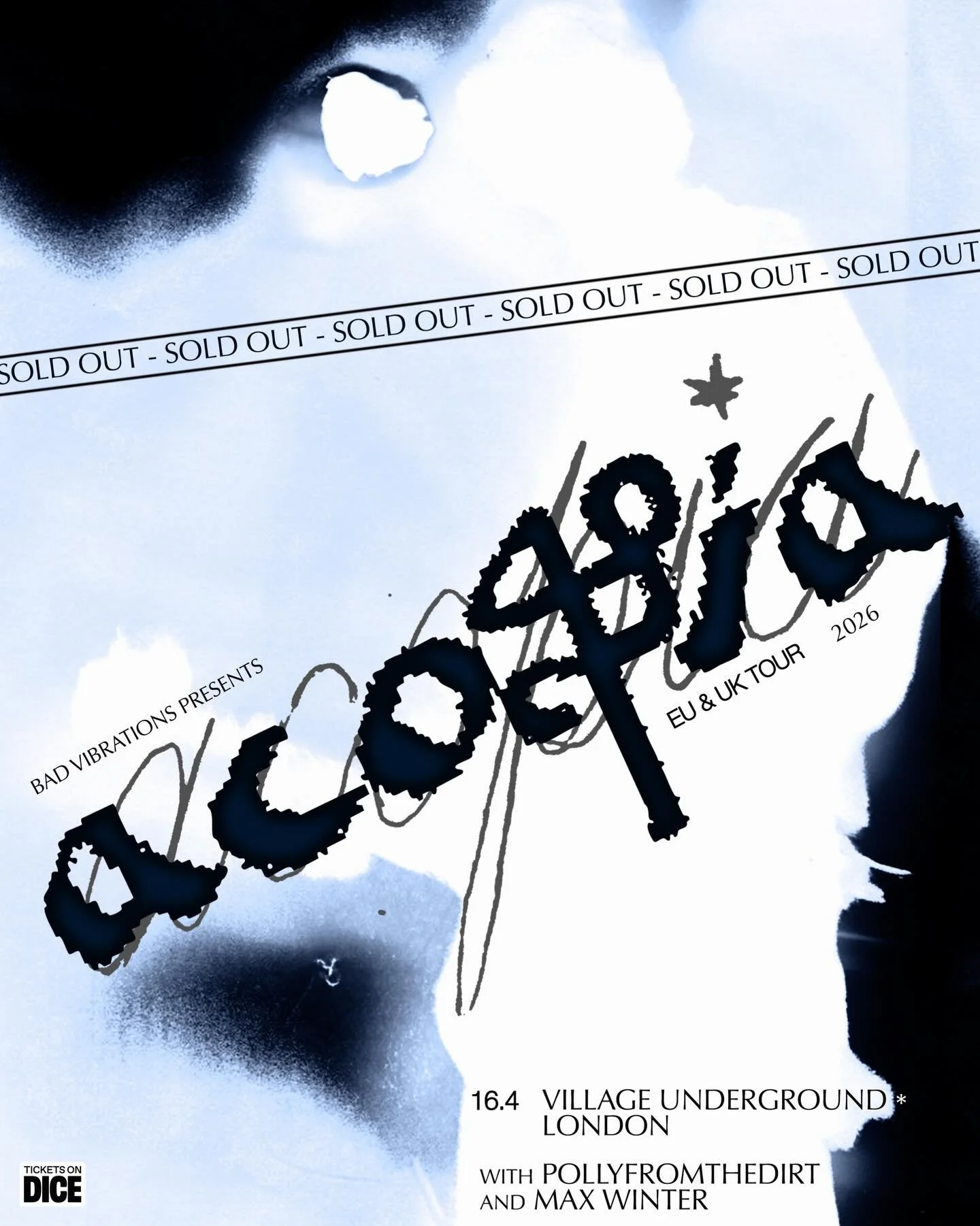 We&rsquo;re very excited to announce tonight&rsquo;s show @villageunderground with @acopia_ has officially SOLD OUT!

Set times:

Doors 7.30pm

@max___winter 8pm

@pollyfromthedirt 8.45pm

Acopia 9.30pm

See you shortly!