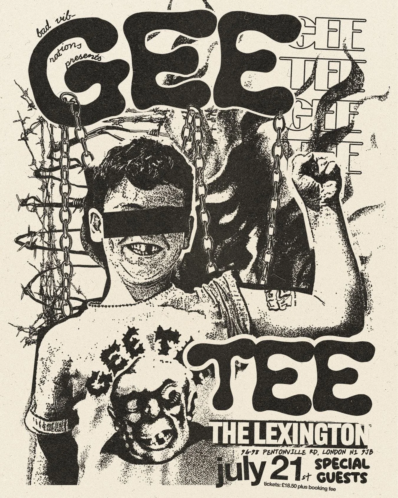 Sydney&rsquo;s legendary Egg-Punk kings GEE TEE return to London after tearing up the Moth Club last year, we know this ones going to go off! 

Tickets on sale now @dicefm 

Poster by @olyadyer