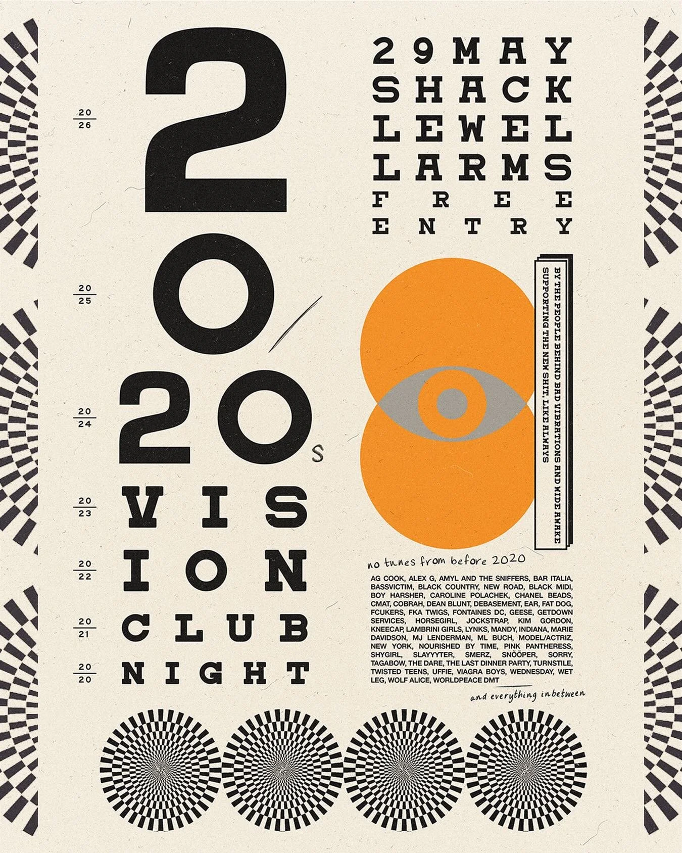 2020s vision. 👁️
A club night playing only what matters now&hellip; no throwbacks, no filler. Join us at Shacklewell Arms this Thursday, 29 May (free entry).
From the people behind Bad Vibrations + Wide Awake.
Supporting the new shit, like always. N