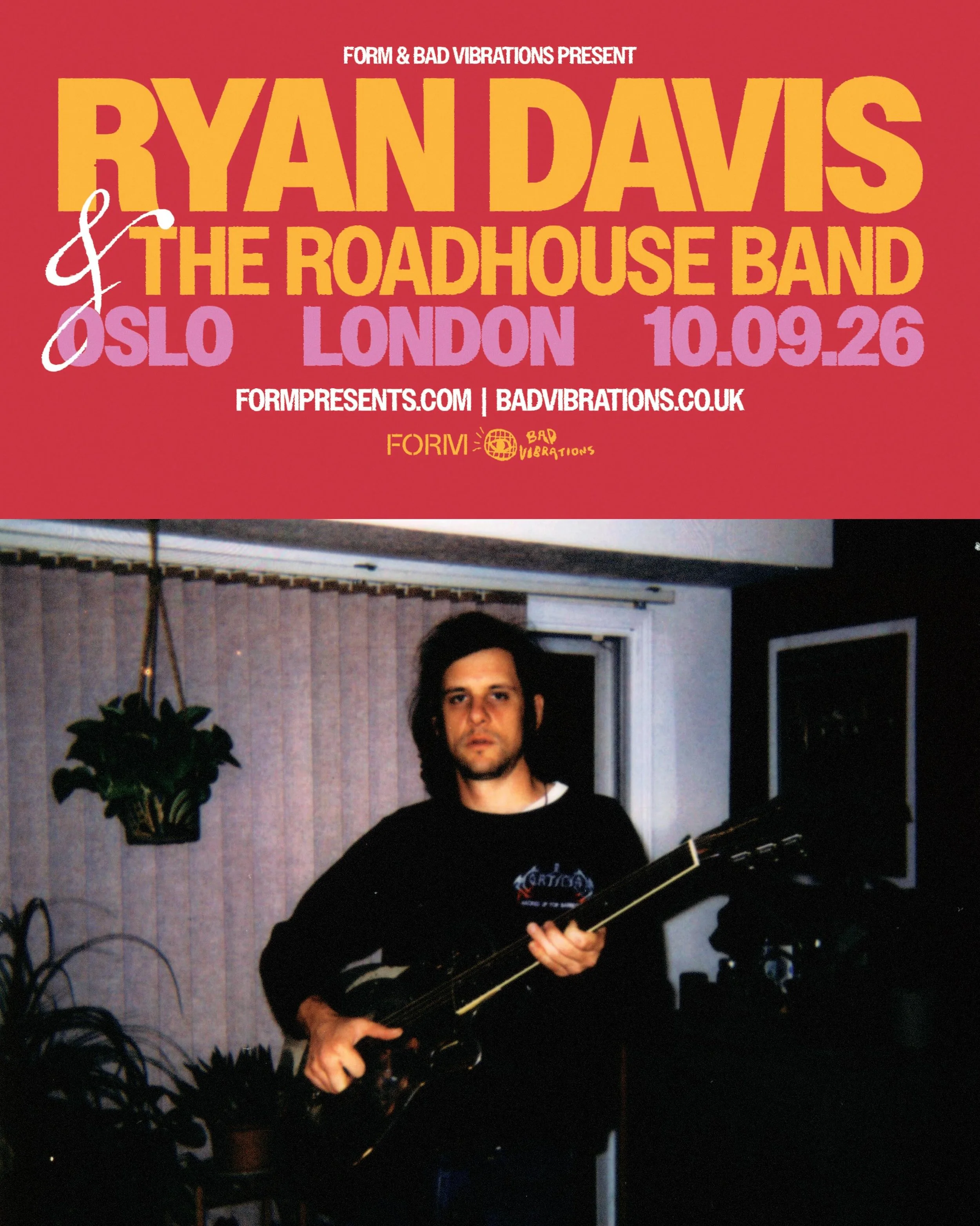 Americana-noir project Ryan Davis &amp; the Roadhouse Band led by Louisville, Kentucky-based multi-instrumentalist and songwriter Ryan Davis. 
Known for his languid, winding song structures and deep baritone vocals, Davis creates introspective, exper