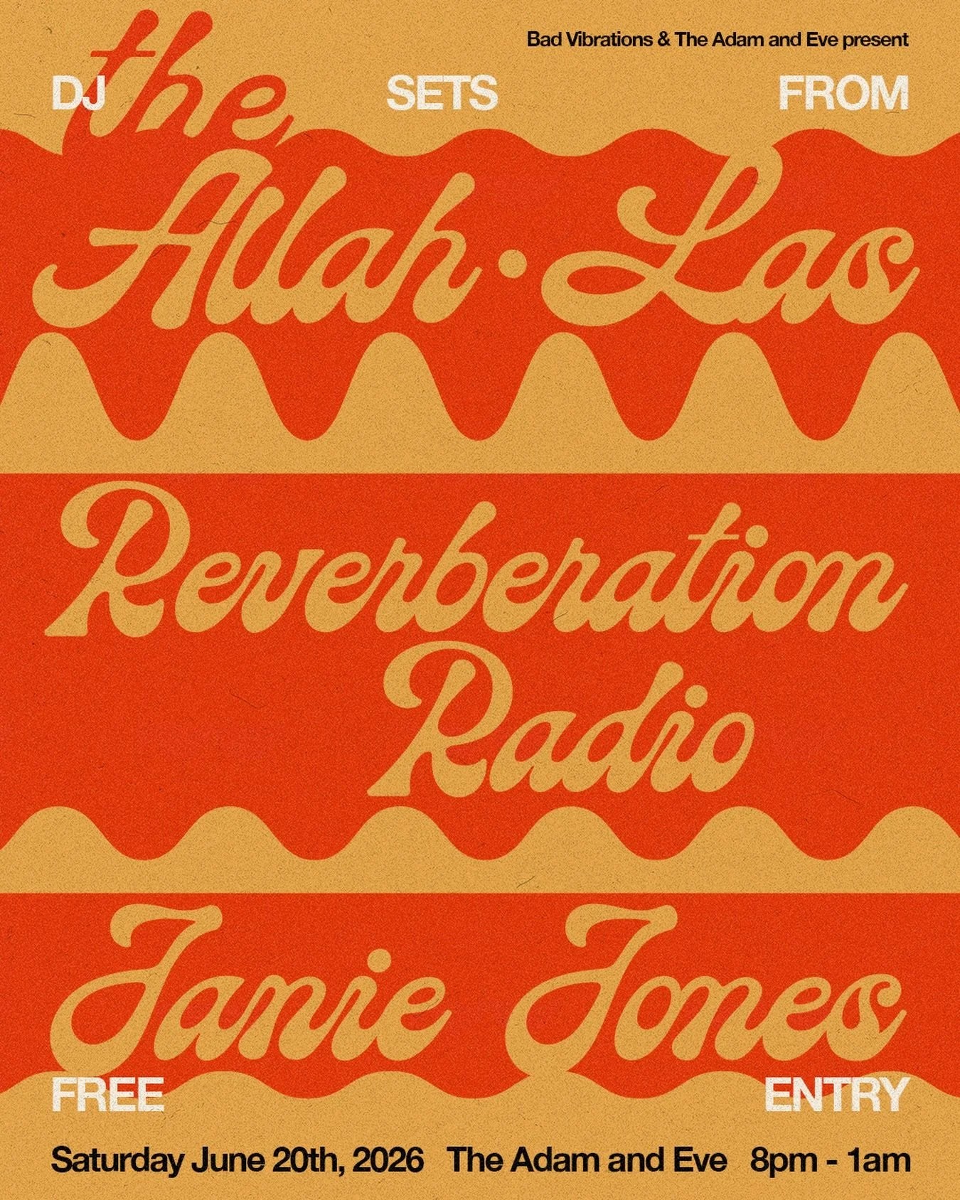 We&rsquo;re delighted to welcome legendary Cali psych heroes the @allahlas to dj at the Adam and Eve on Sat 20th June.

As well as being in the band they also run @reverberationradio . A station we&rsquo;ve had on constantly in the pub over the last 