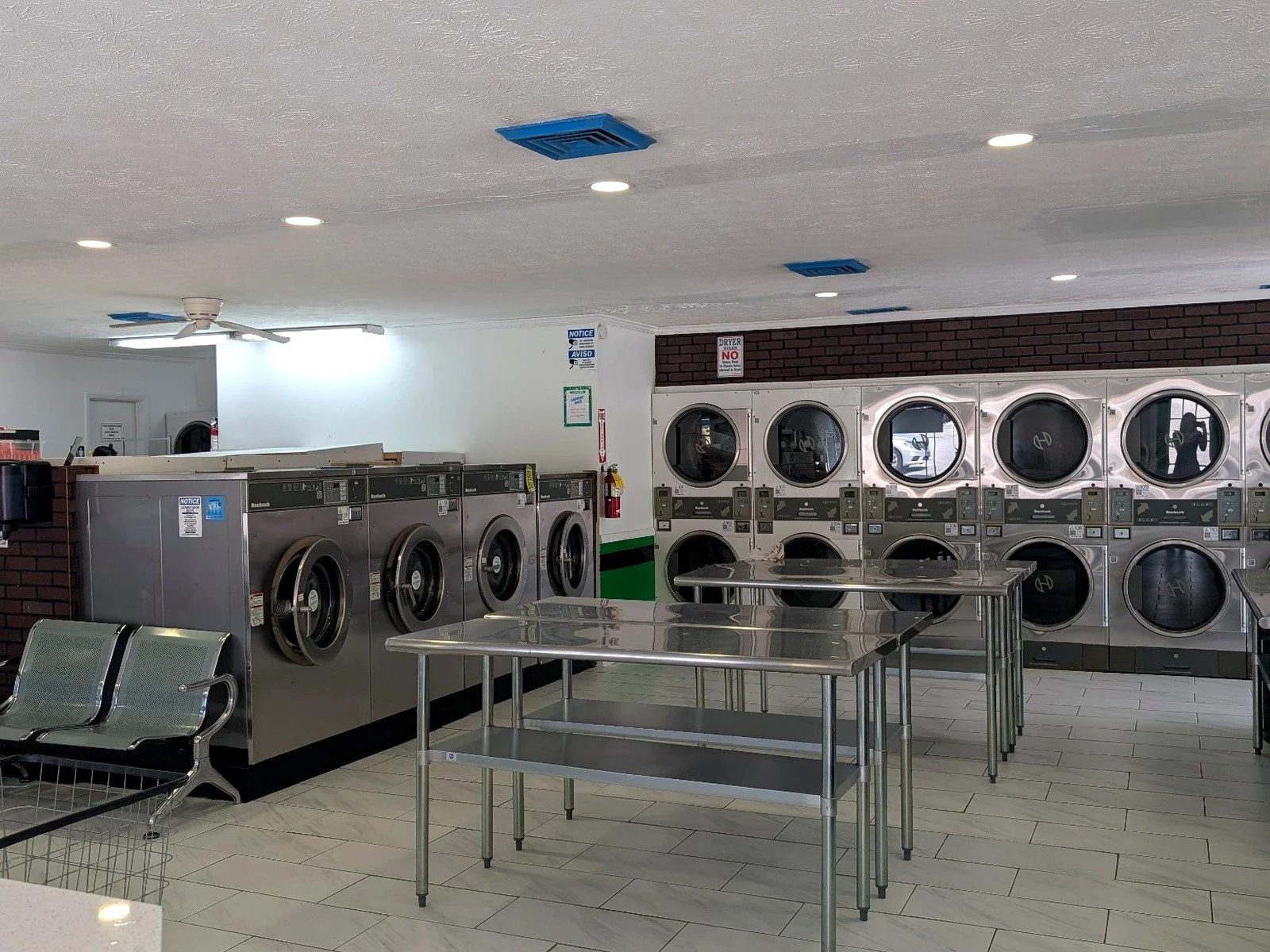 Real WSHFLD laundromat interior at 3721 Macon Road in Columbus, Georgia