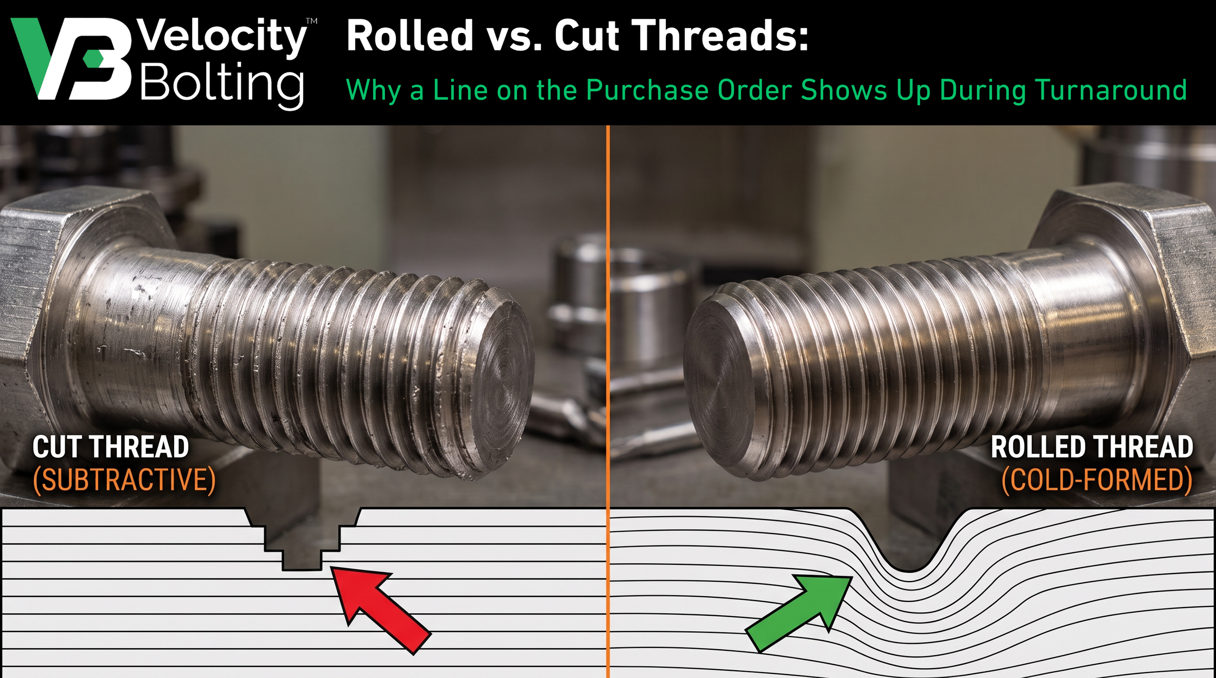 Rolled vs. Cut Threads: Why a Line on the Purchase Order Shows Up During Turnaround