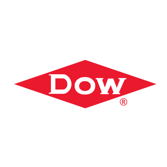 Dow Chemical Company logo featuring a red diamond shape with 'Dow' written inside in white letters.