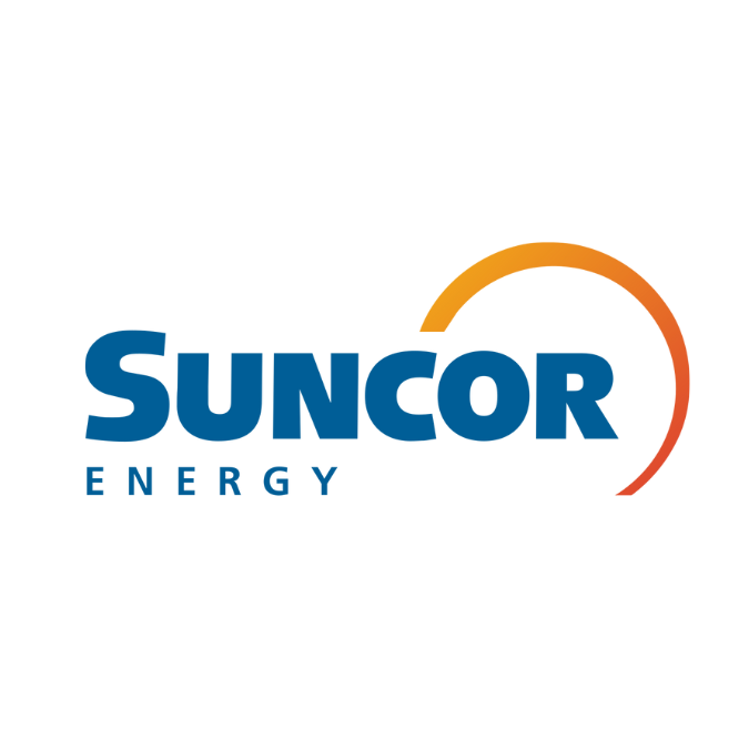 The Suncor Energy logo with the company name in bold blue letters and a sun arc symbol in orange and yellow