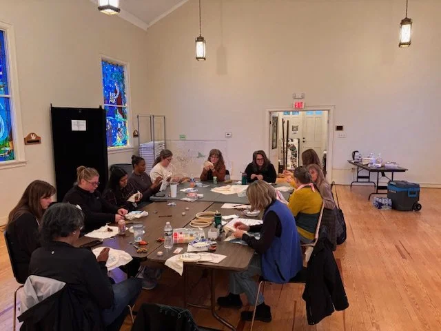 The Hub's community quilt workshop is led by community members Melanie, a professional fiber artist, and Clare, a grief facilitator. This event is free and open to the public, with all supplies included. 