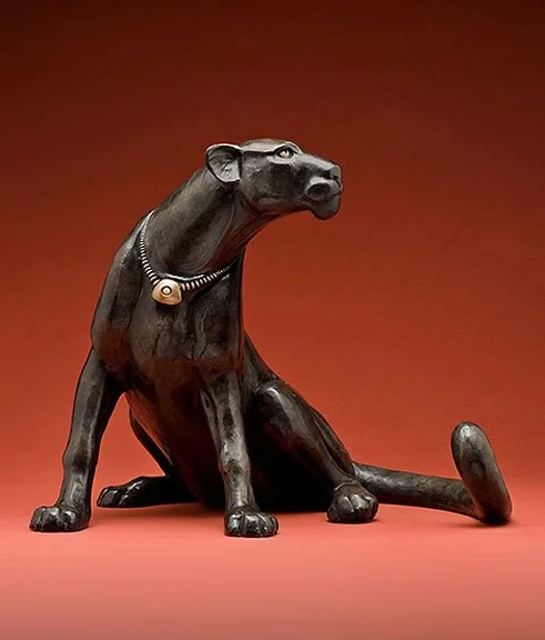 Black Jaguar Talisman
Like the other sculptures in my Talisman Series, this Jaguar wears a necklace of various stones that enhance the personal power that his owner wishes to bring into his life experiences.
Stones carry energies that are particular 