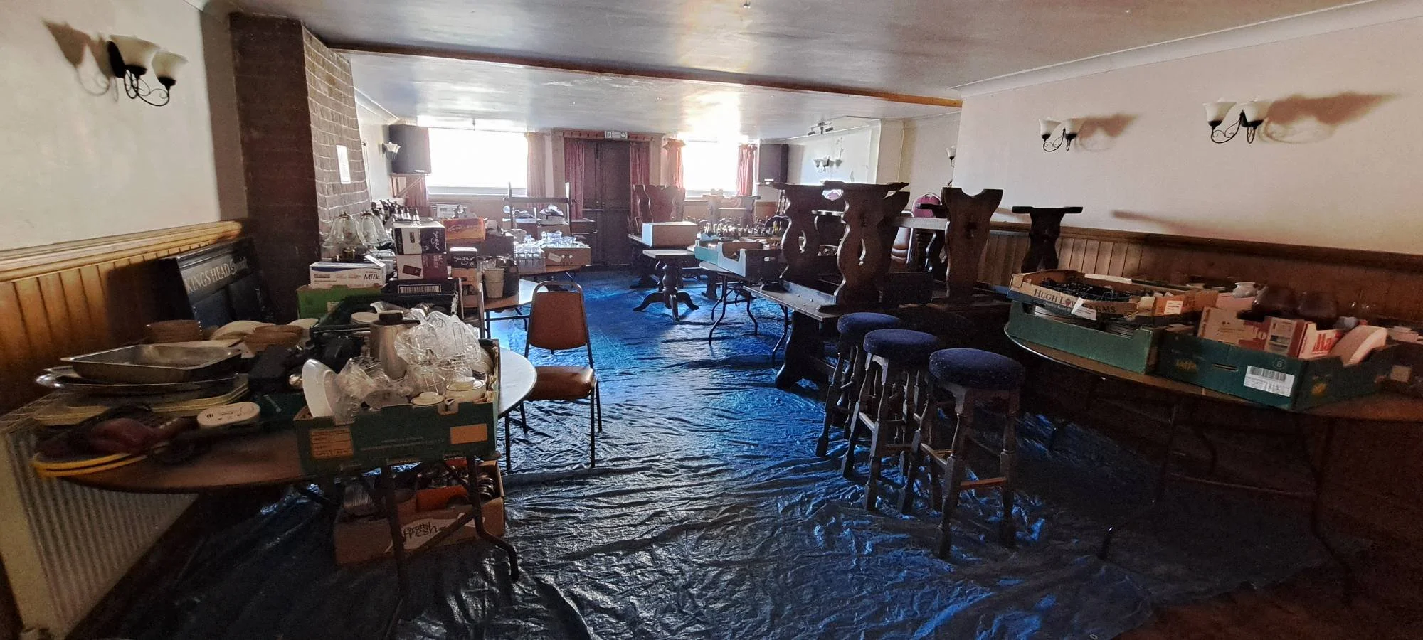 Pub contents being stored safely in The Club Room