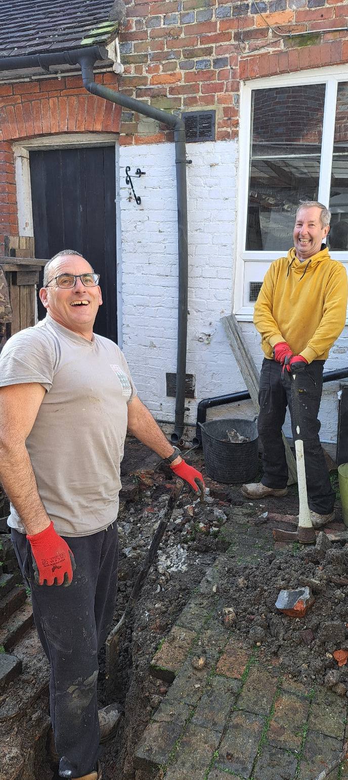 Collapsed drain being repaired