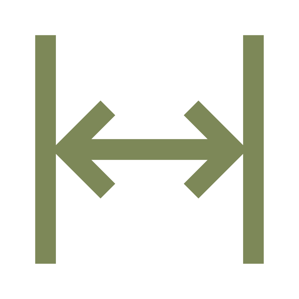 Graphic icon with two vertical lines and a double-headed horizontal arrow connecting them.