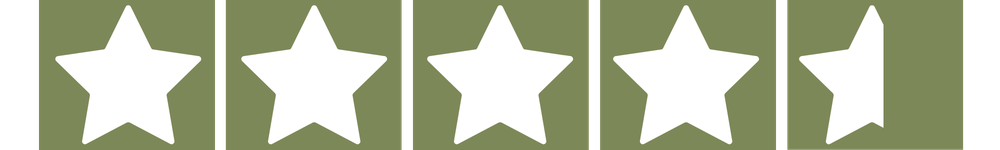 Sequence of five stars in a horizontal row on a green background, each star in a different orientation.