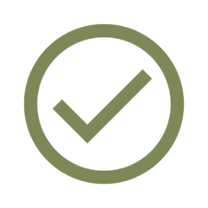 Green checkmark inside a circle on a black background.