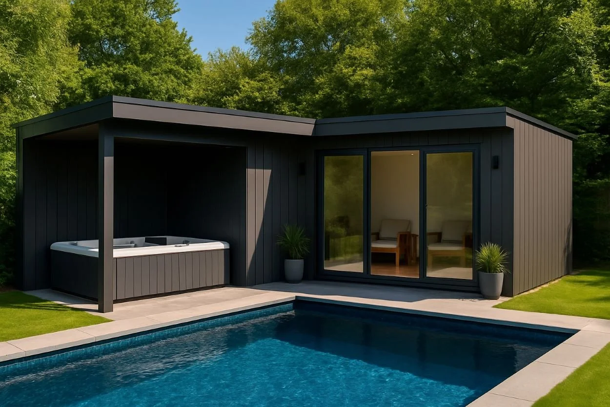 Pool room built to your specification with covered jacuzzi area