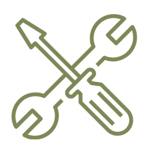 A crossed wrench and screwdriver icon, symbolizing tools or maintenance.