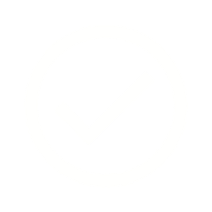 White checkmark inside a circle on a black background