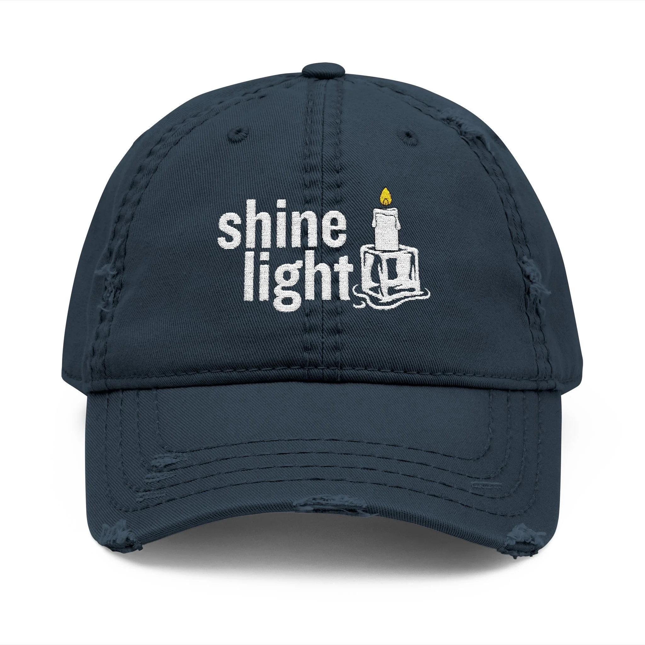 Shine Light Distressed Embroidered Dad Hat