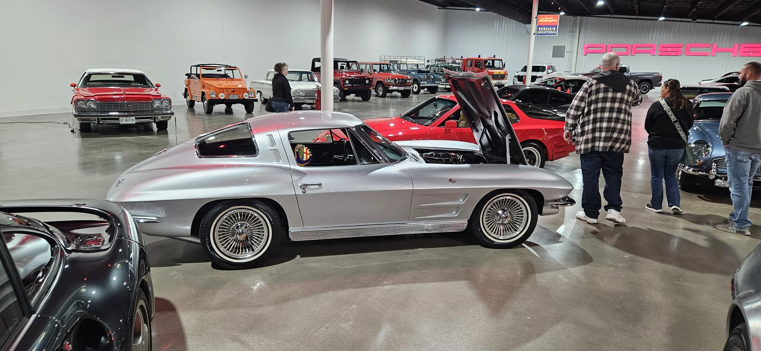 '63 Split window Corvette, DeLorean, Astin Martin, $3 million Mercedes ordered by a Saudi Arbian Prince.