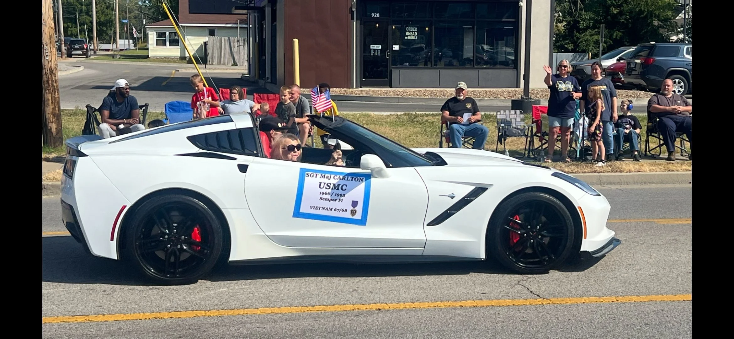 Grand Marshall of the Parade: SGT Maj Carlton USMC 1966-1993 and Wanda.