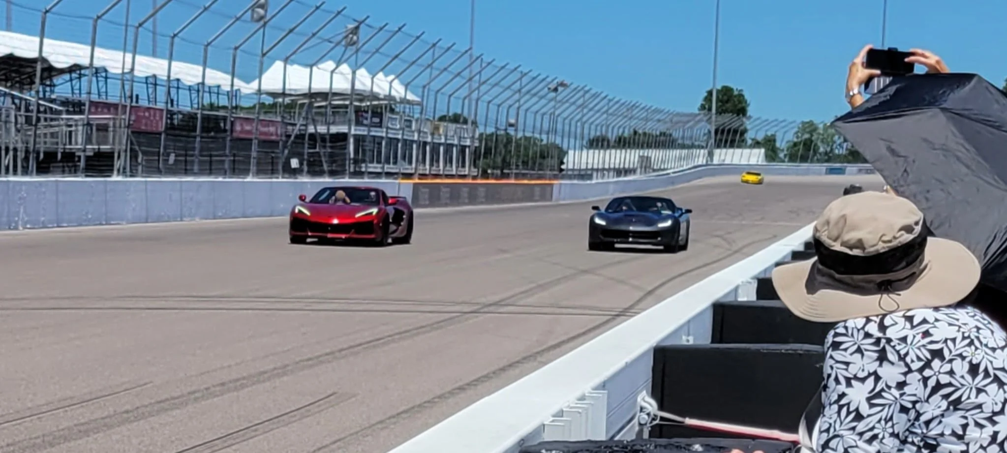 Stewart & son and Terra & son running Gold Laps on the Oval Track.  