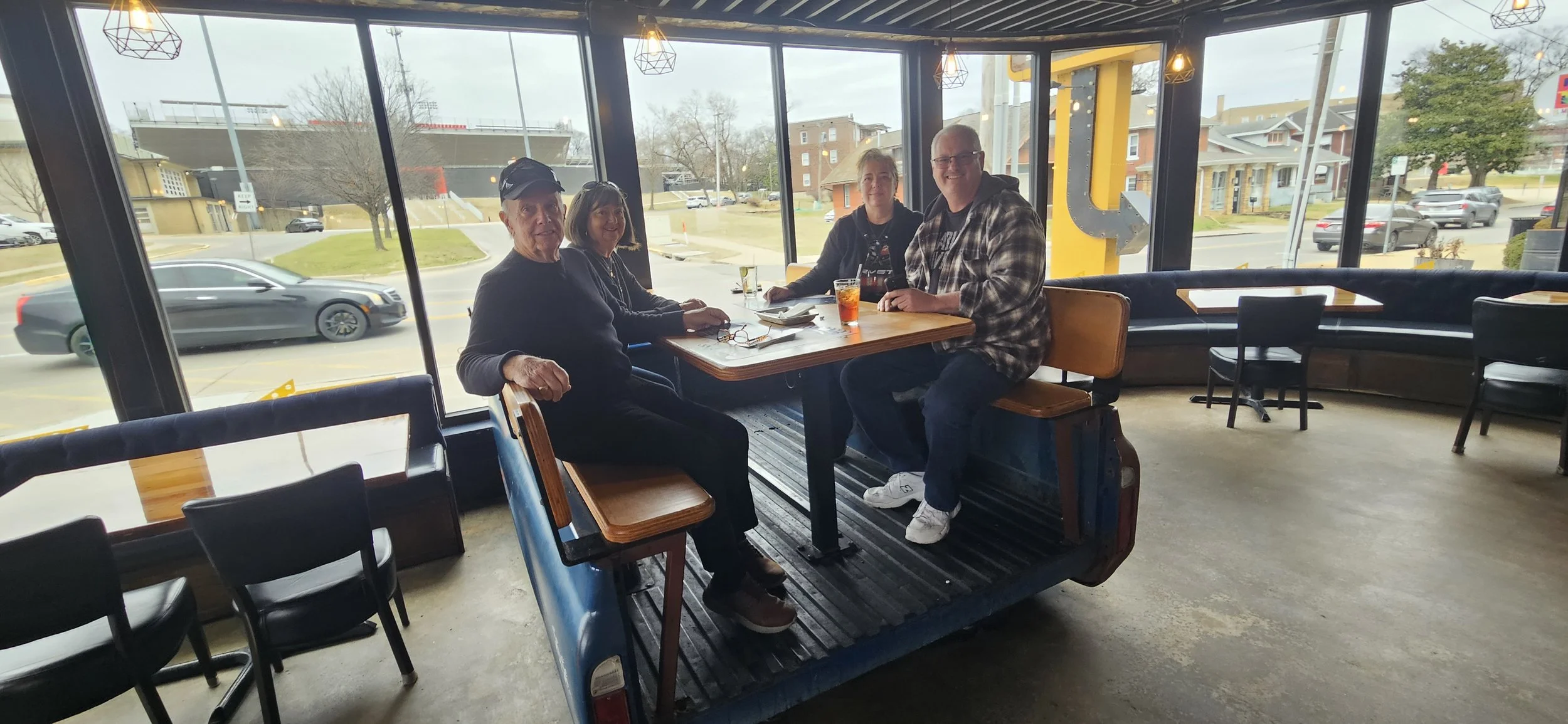 Their table was made in a 1969 Chevy truck bed.