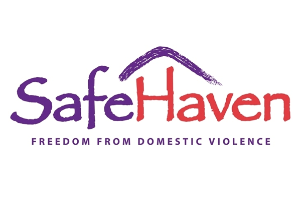 SafeHaven logo with a stylized house roof and the tagline 'Freedom from Domestic Violence'.