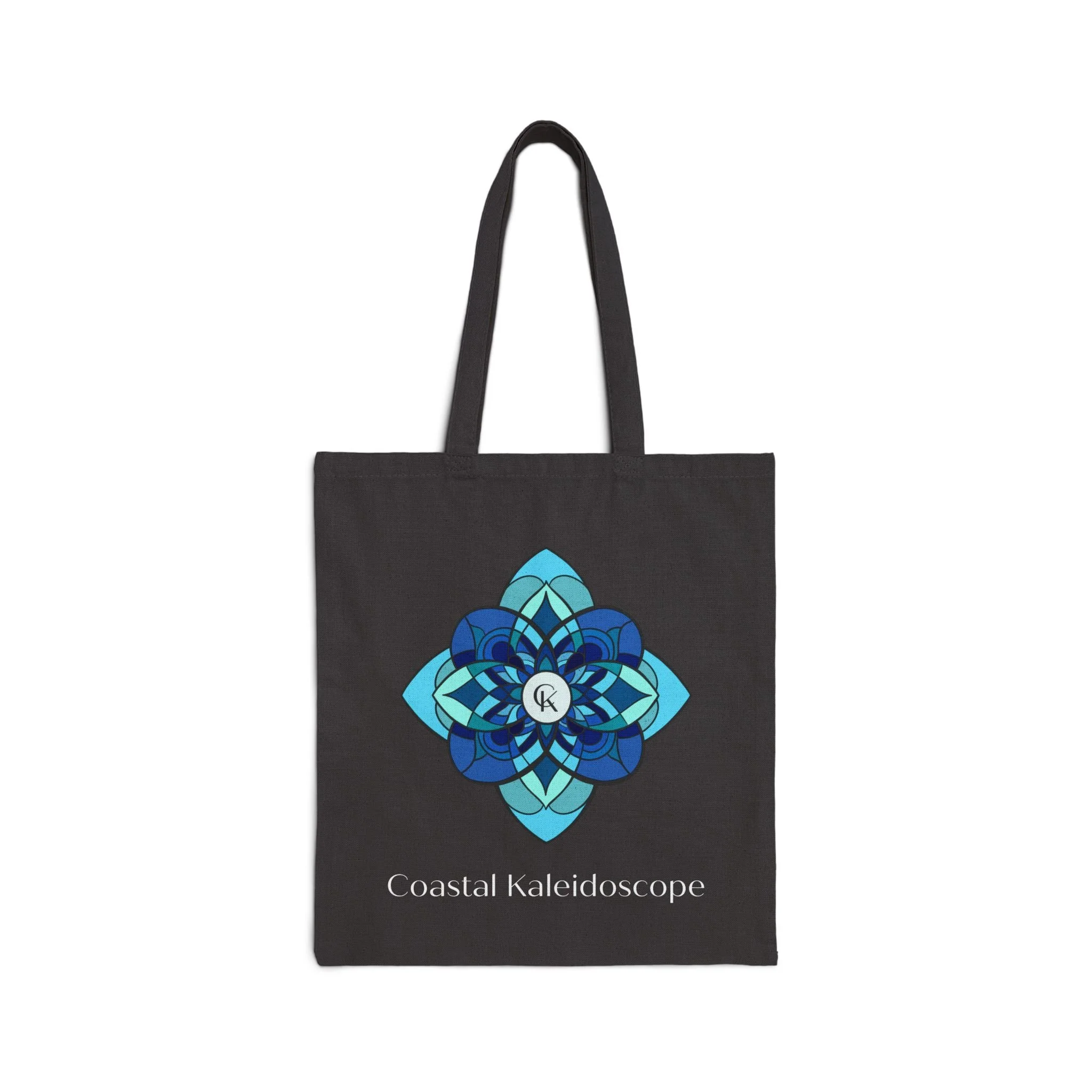 Coastal Kaleidoscope Tote Bag — Blue Mandala Cotton Canvas Tote