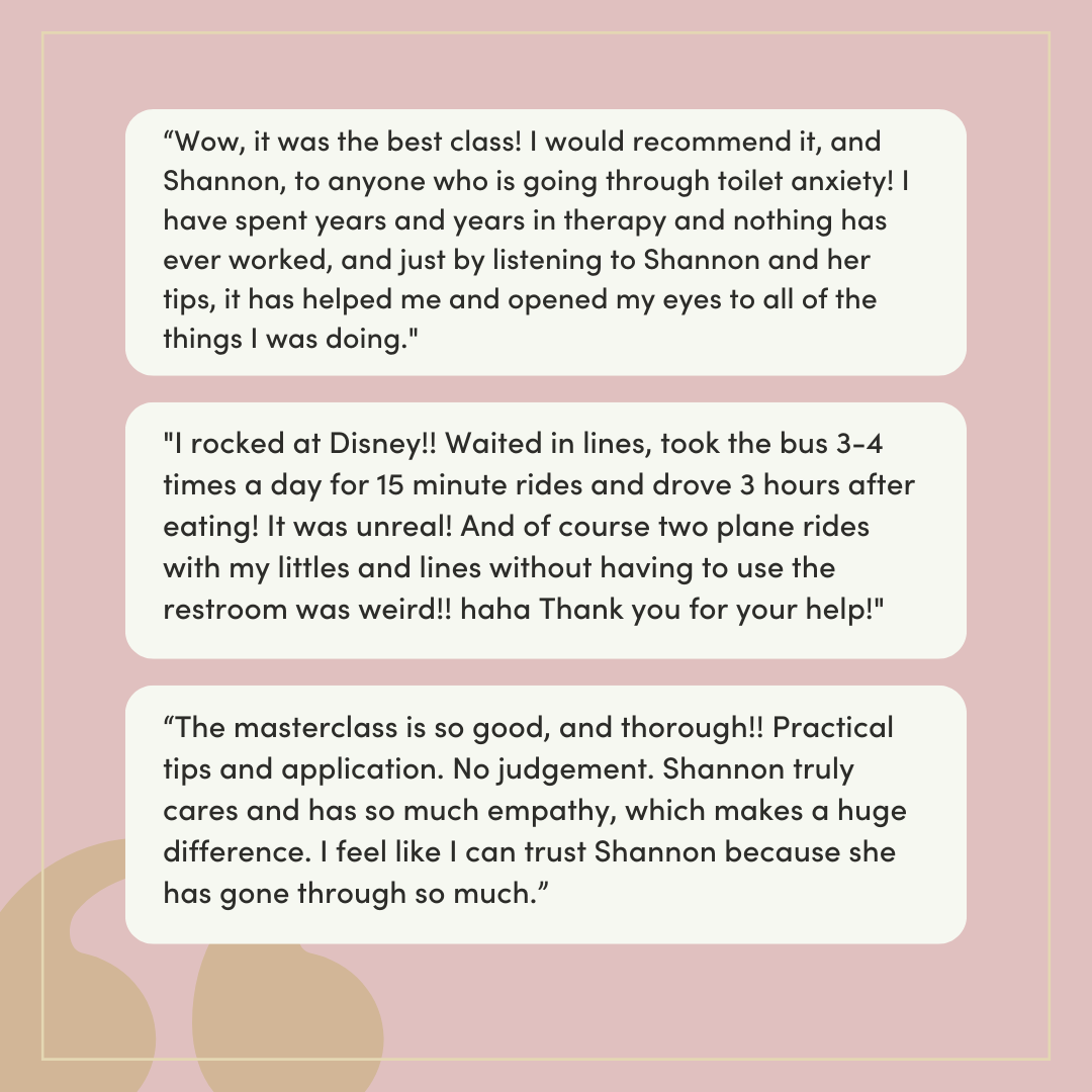 Freedom from toilet anxiety testimonials