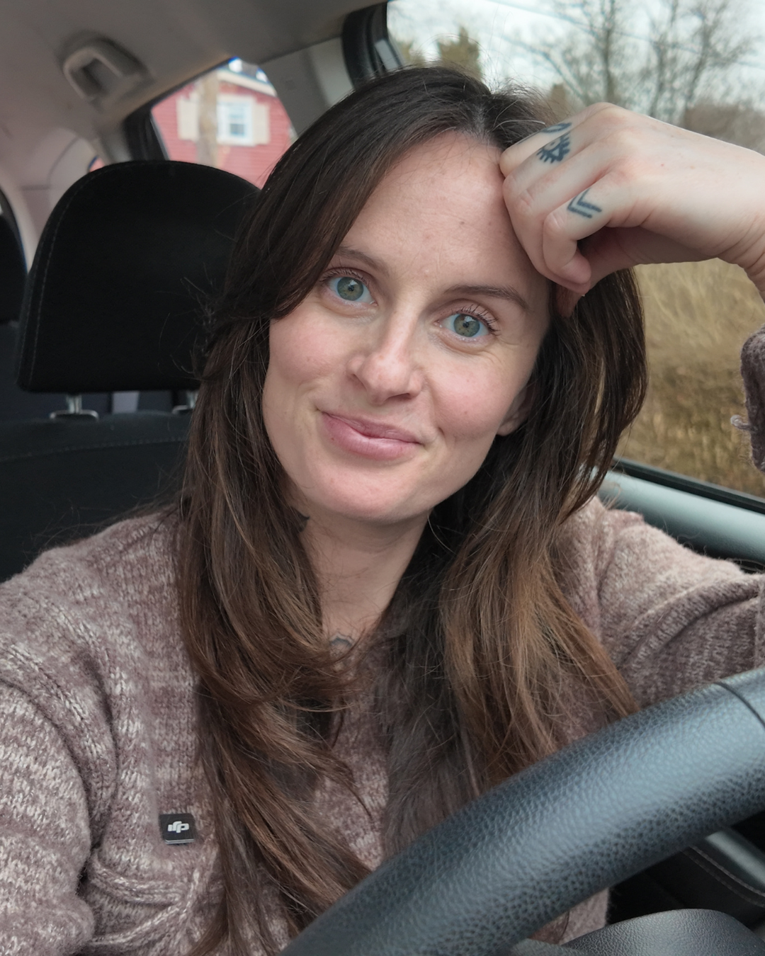 Shannon behind the wheel