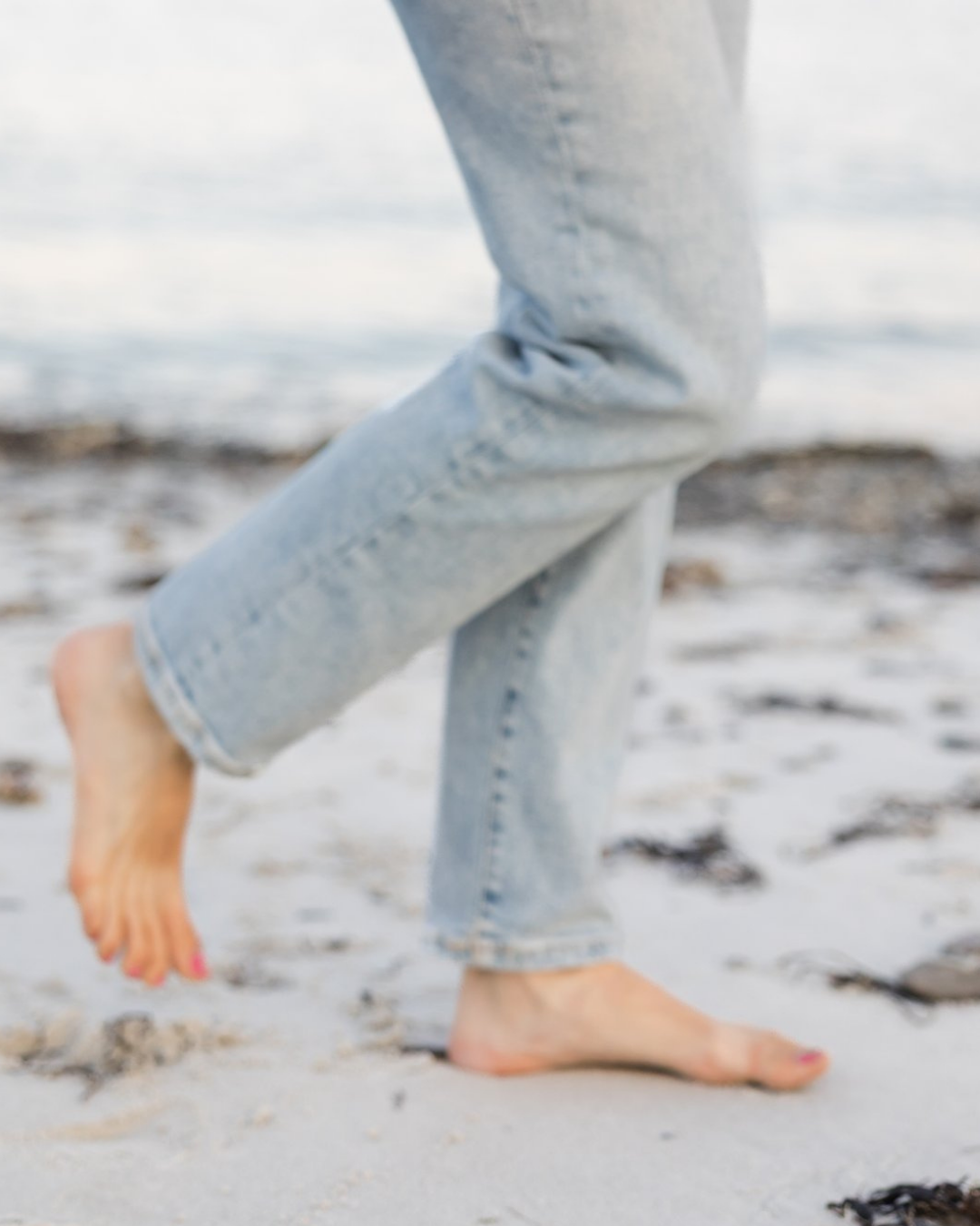 Shannons feet walking on the beach