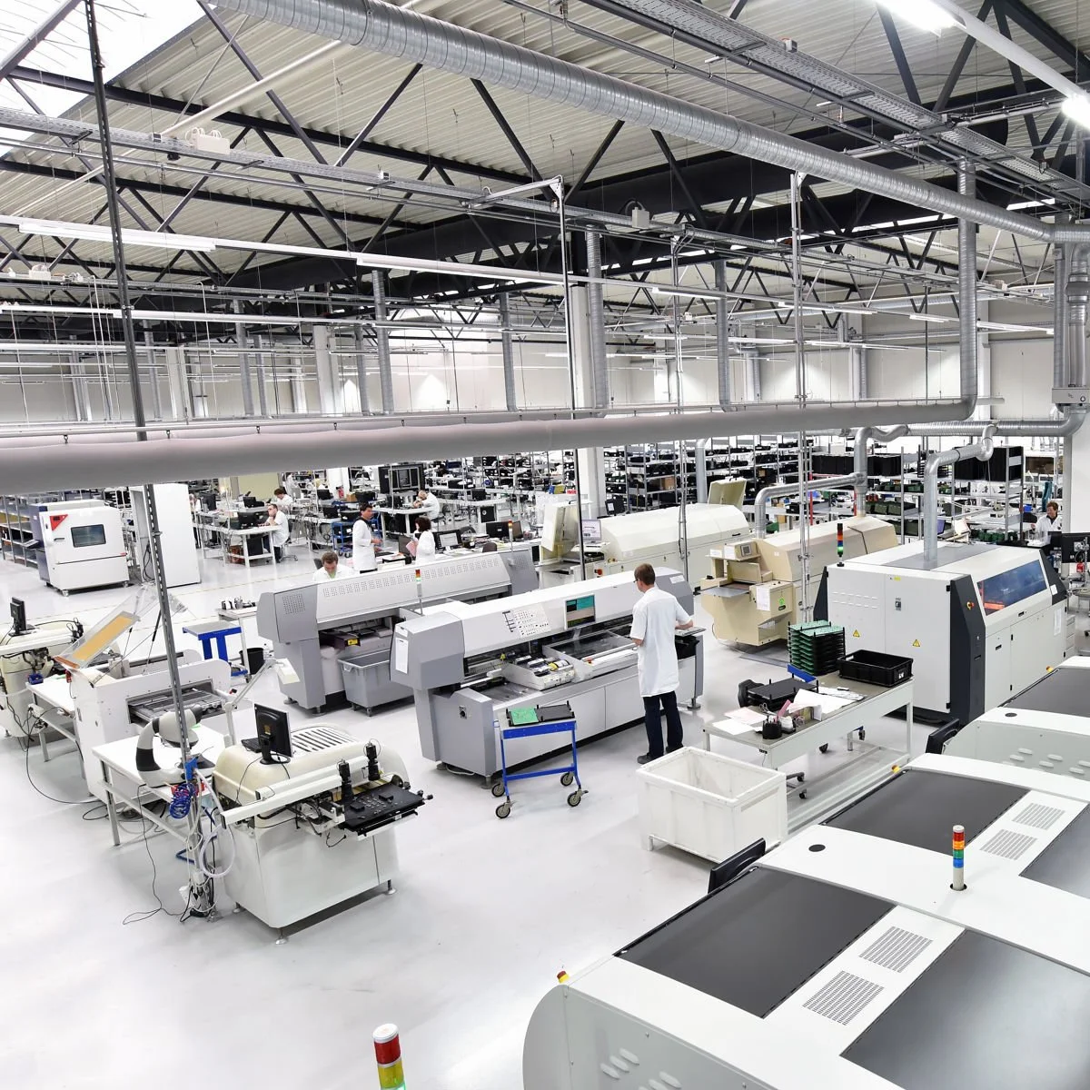 ESD static-dissipative flooring in an electronics facility