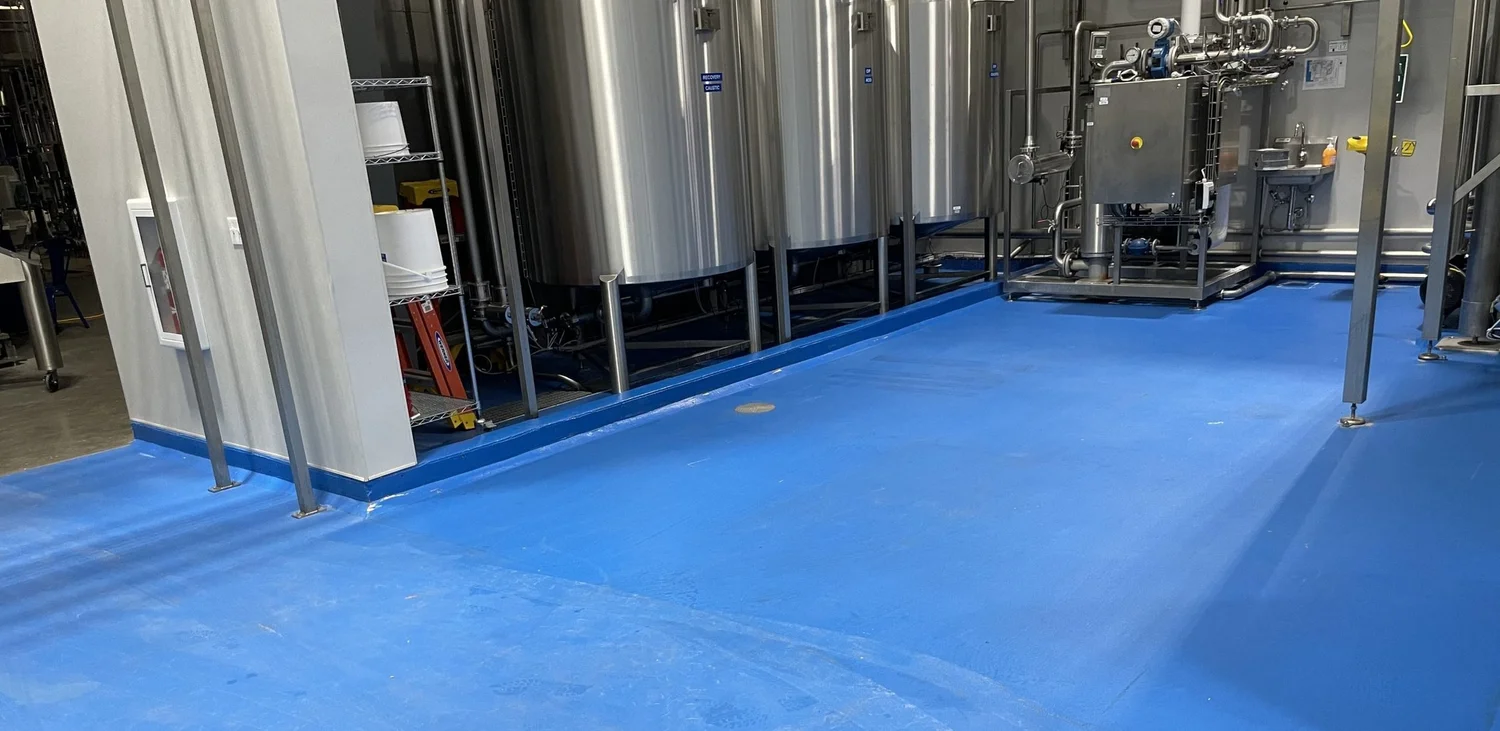 Urethane cement flooring installed in a production brewery