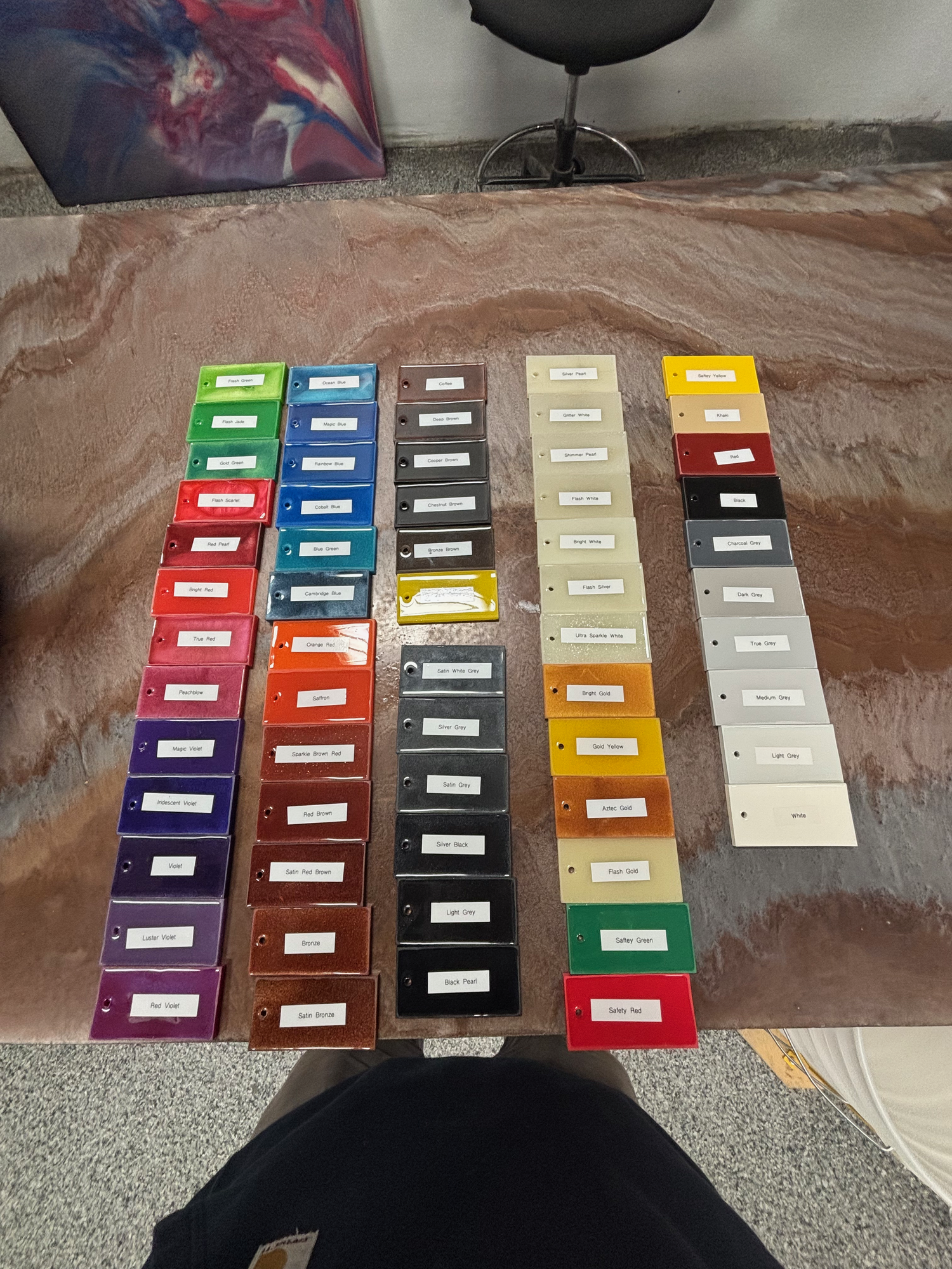 Metallic epoxy pigment examples
