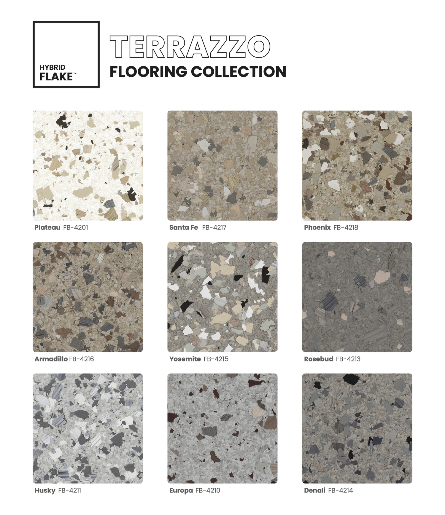 Terrazzo flake blend samples, page two