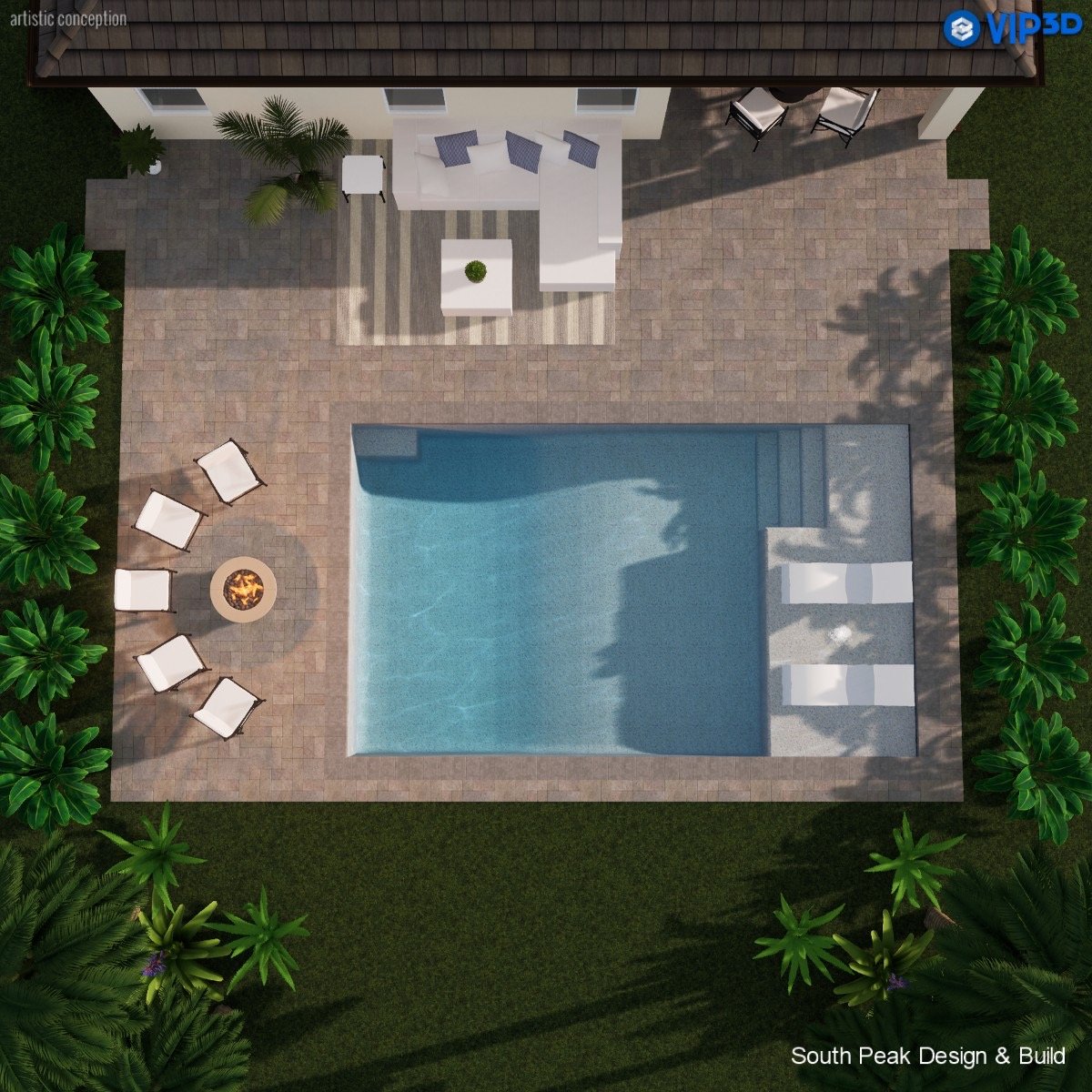 aerial view of swimming pool